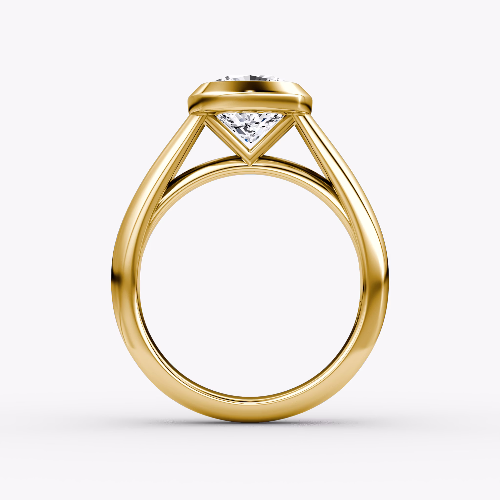 The Sculpture Bezel | Cushion | 18k | Yellow Gold | bandAccent: Plain | diamondOrientation: vertical | caratWeight: other