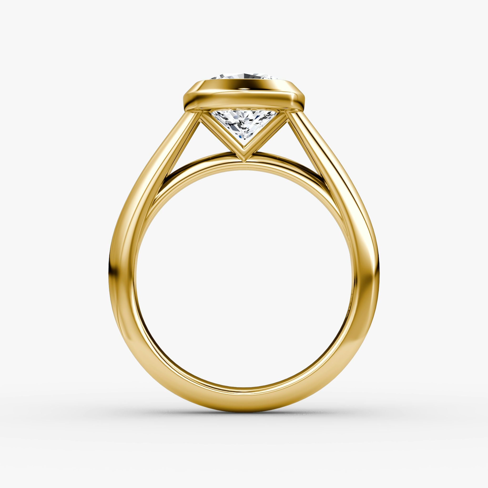 The Sculpture Bezel | Cushion | 18k | Yellow Gold | bandAccent: Plain | diamondOrientation: vertical | caratWeight: other