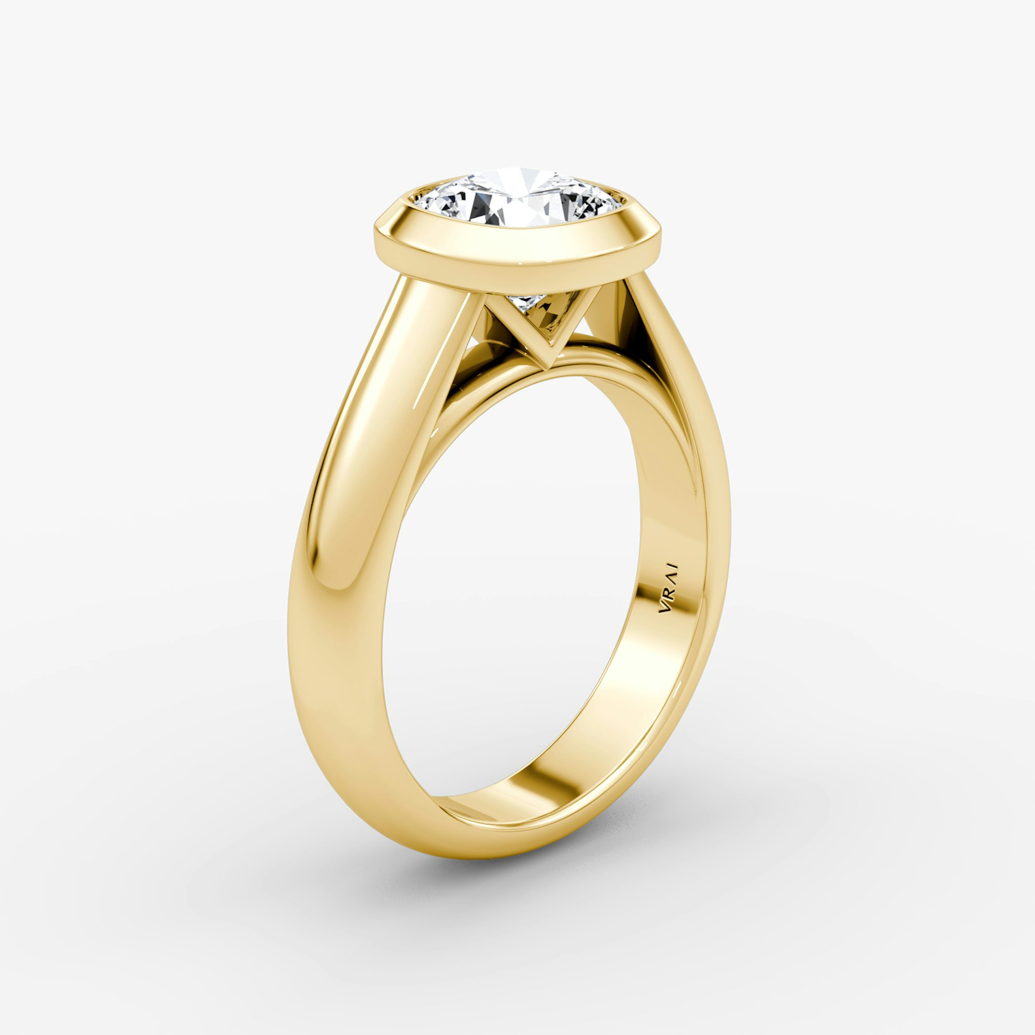 The Sculpture Bezel | Cushion | 18k | Yellow Gold | bandAccent: Plain | diamondOrientation: vertical | caratWeight: other
