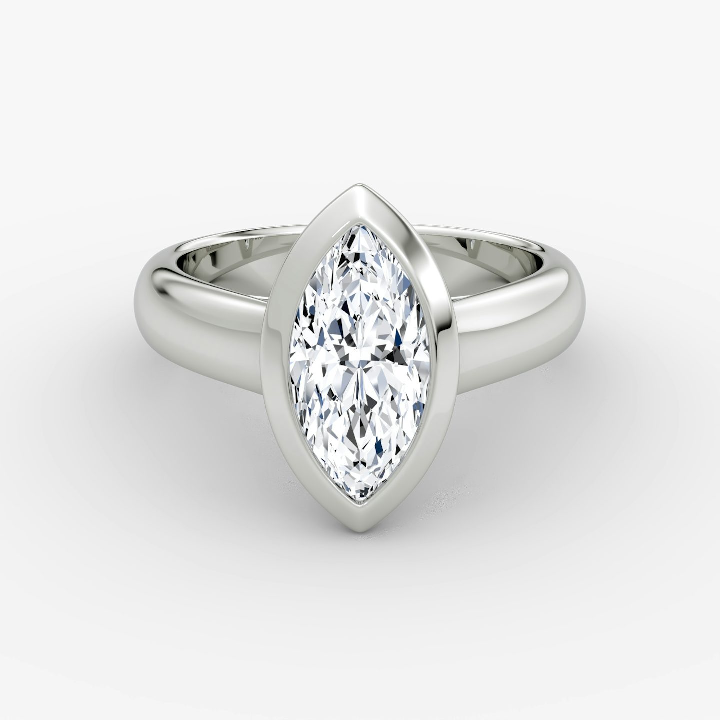 The Sculpture Bezel | Marquise | 18k | White Gold | bandAccent: Plain | diamondOrientation: vertical | caratWeight: other