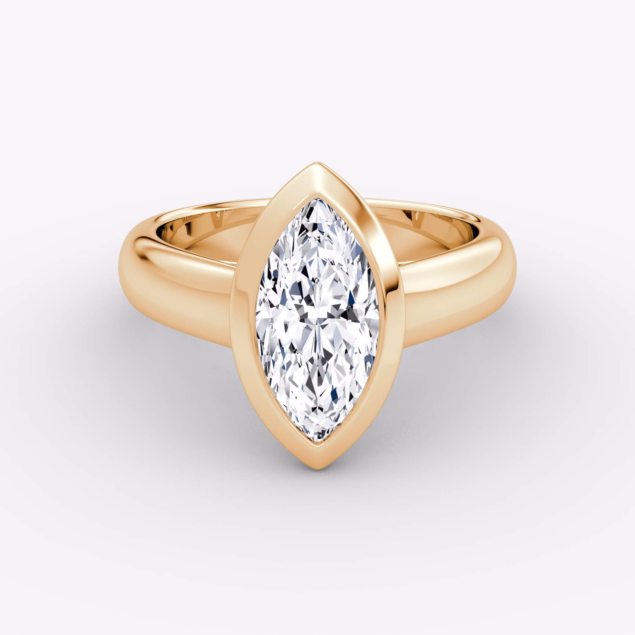 The Sculpture Bezel | Marquise | 14k | Rose Gold | bandAccent: Plain | diamondOrientation: vertical | caratWeight: other