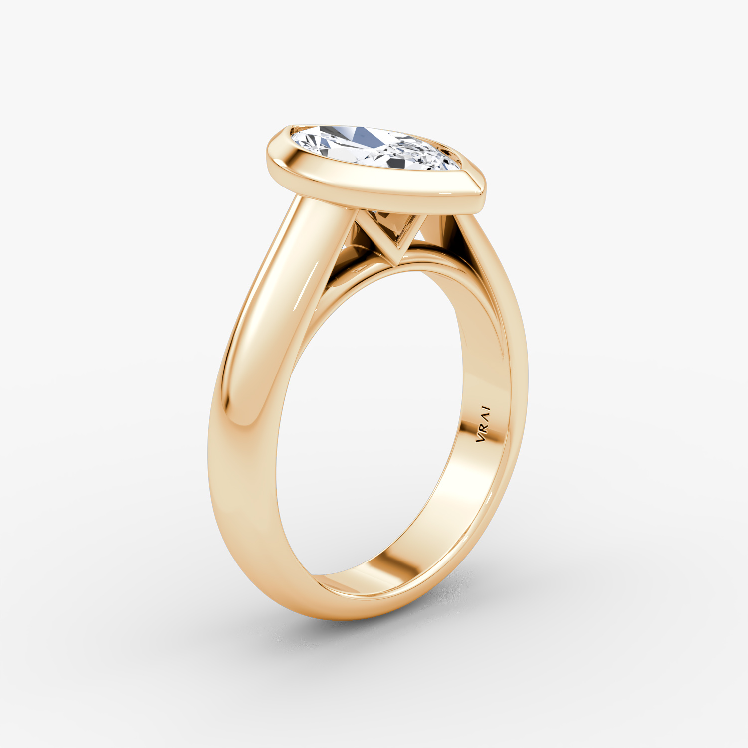 The Sculpture Bezel | Marquise | 14k | Rose Gold | bandAccent: Plain | diamondOrientation: vertical | caratWeight: other