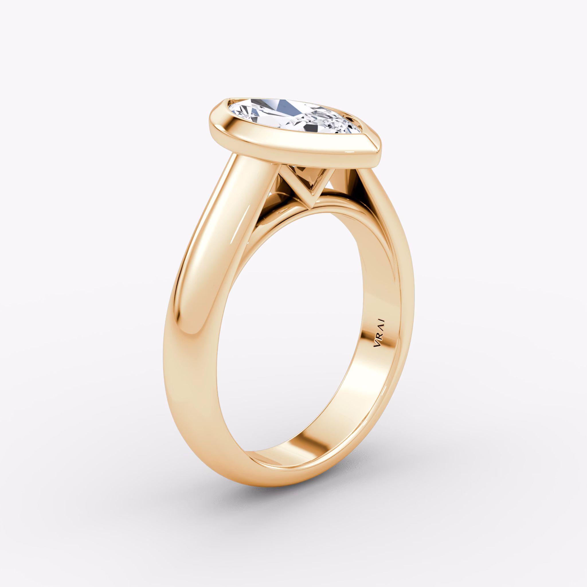 The Sculpture Bezel | Marquise | 14k | Rose Gold | bandAccent: Plain | diamondOrientation: vertical | caratWeight: other