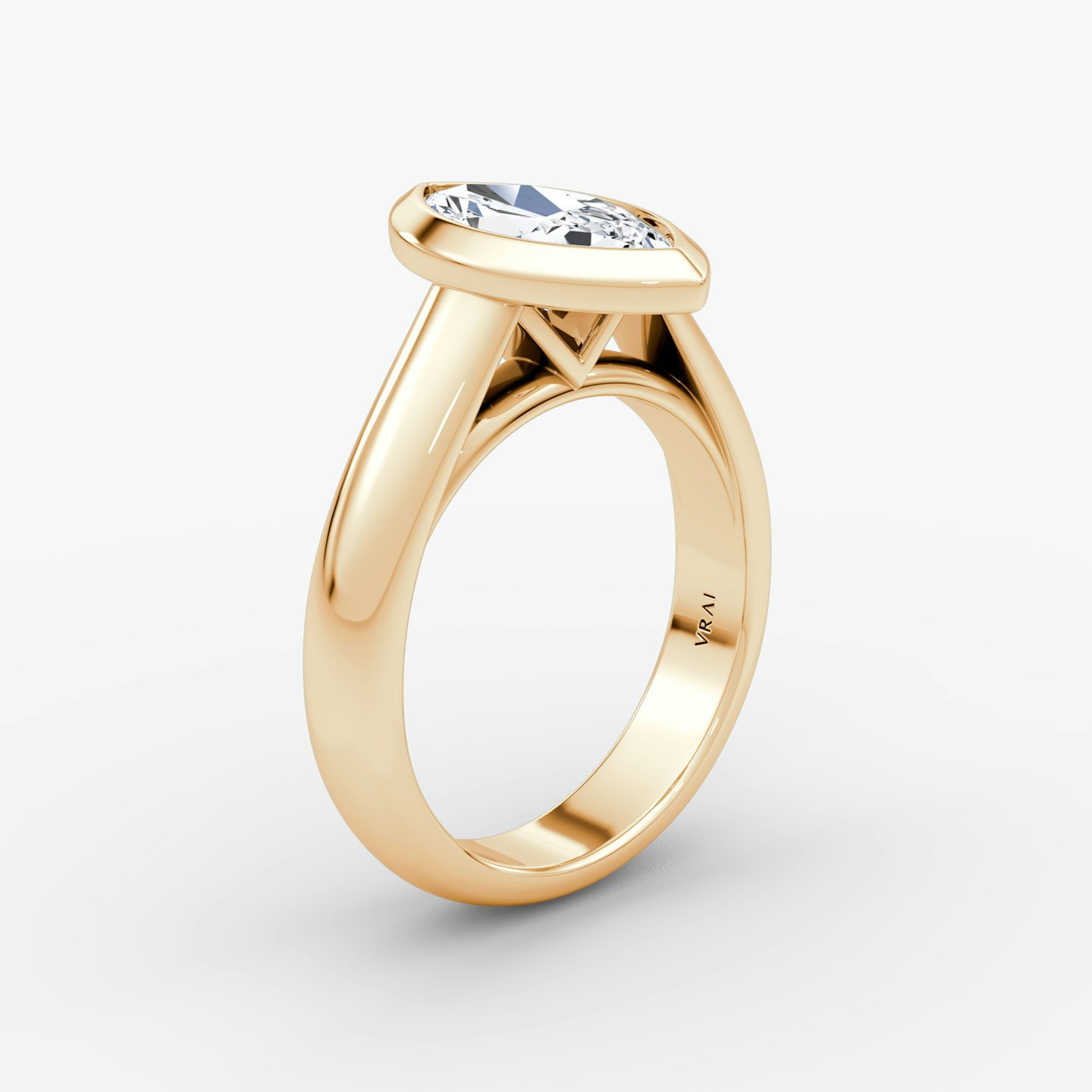 The Sculpture Bezel | Marquise | 14k | Rose Gold | bandAccent: Plain | diamondOrientation: vertical | caratWeight: other