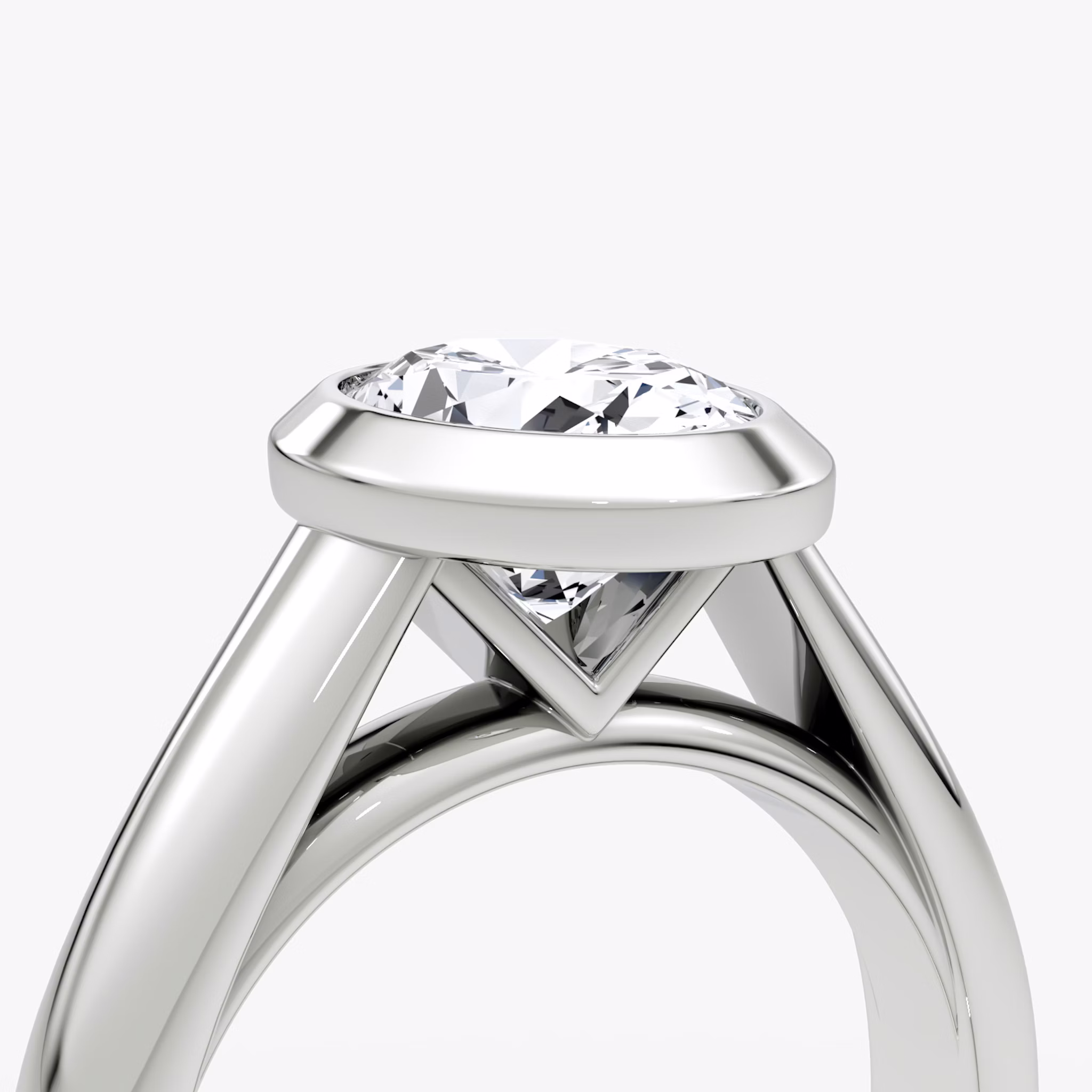 The Sculpture Bezel | Oval | Platinum | bandAccent: Plain | diamondOrientation: vertical | caratWeight: other