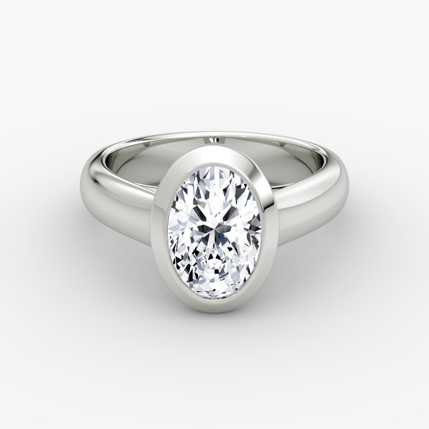 The Sculpture Bezel | Oval | Platinum | bandAccent: Plain | diamondOrientation: vertical | caratWeight: other