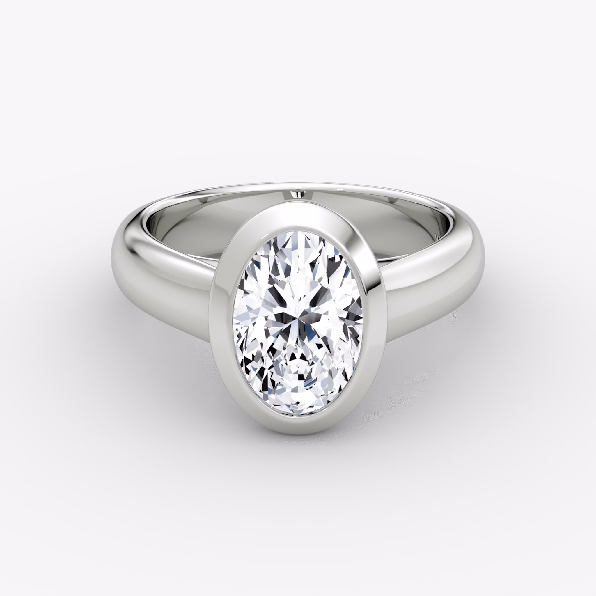 The Sculpture Bezel | Oval | Platinum | bandAccent: Plain | diamondOrientation: vertical | caratWeight: other