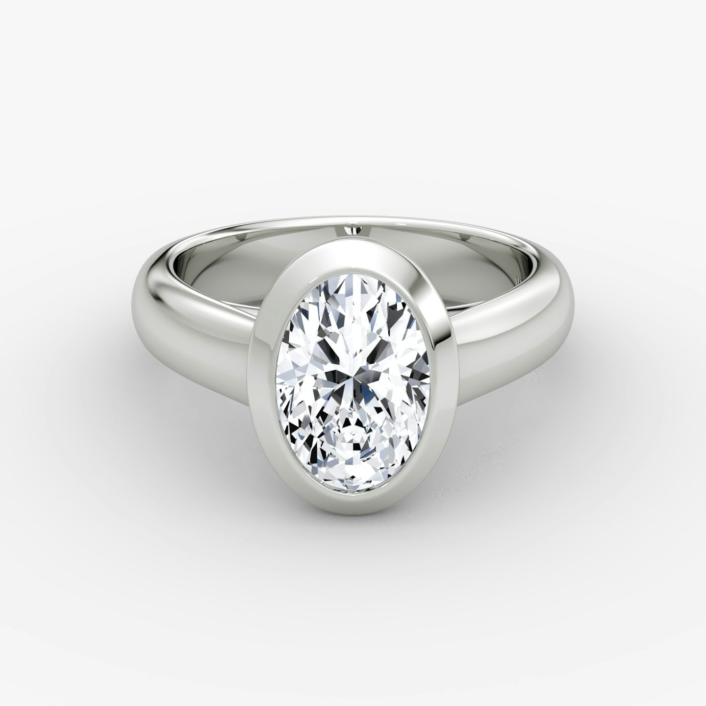 The Sculpture Bezel | Oval | Platinum | bandAccent: Plain | diamondOrientation: vertical | caratWeight: other