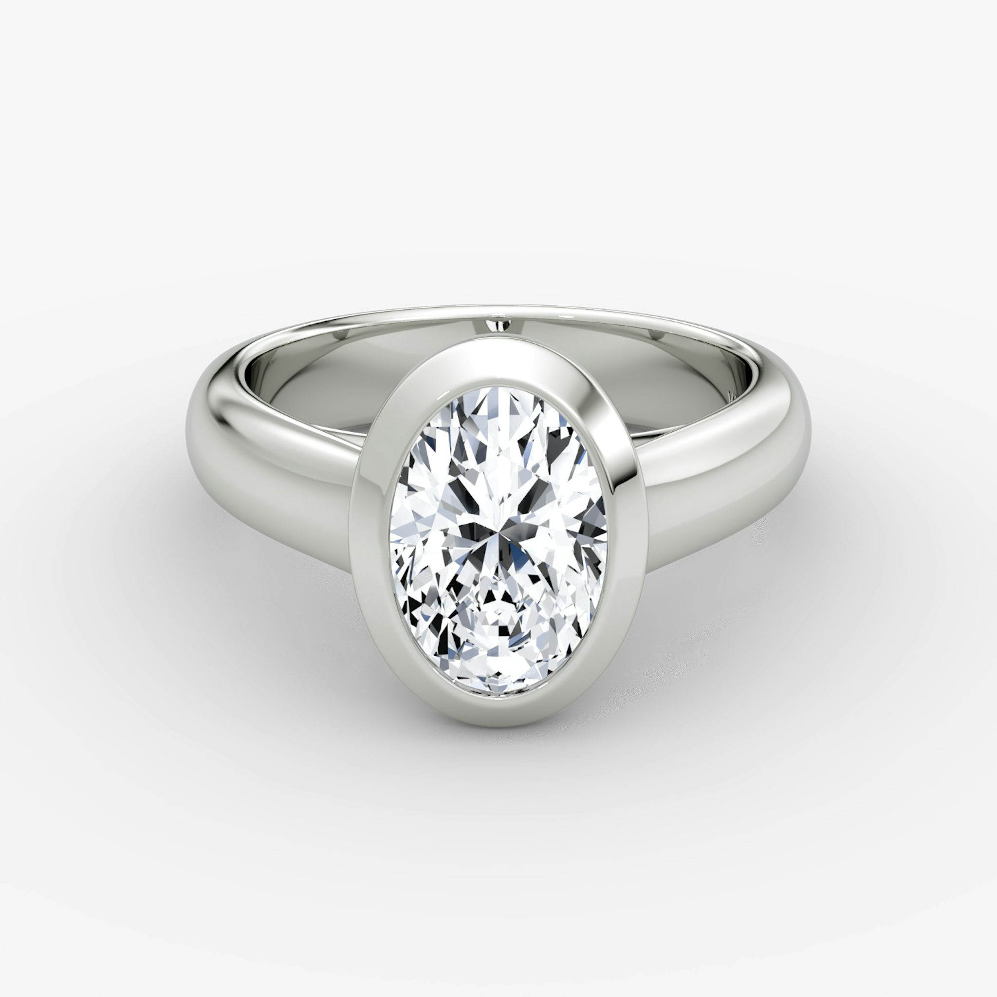 The Sculpture Bezel | Oval | Platinum | bandAccent: Plain | diamondOrientation: vertical | caratWeight: other