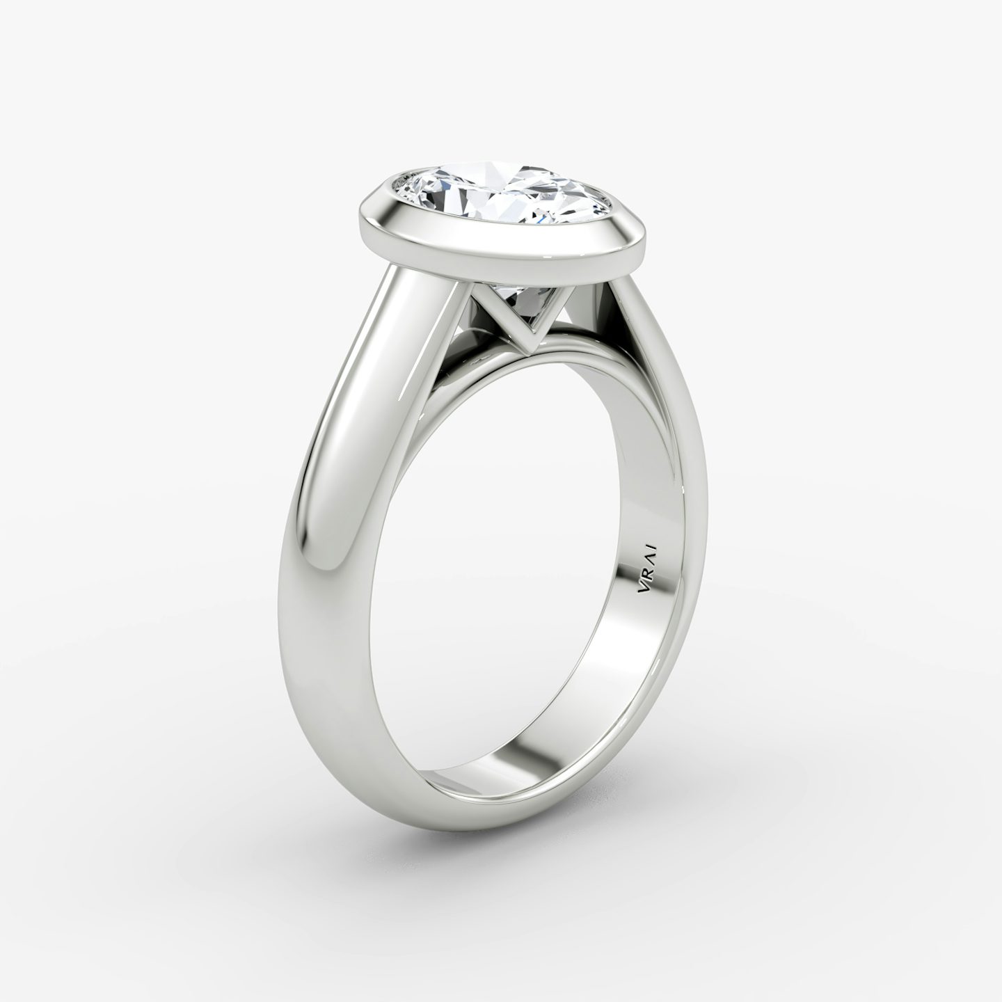 The Sculpture Bezel | Oval | Platinum | bandAccent: Plain | diamondOrientation: vertical | caratWeight: other
