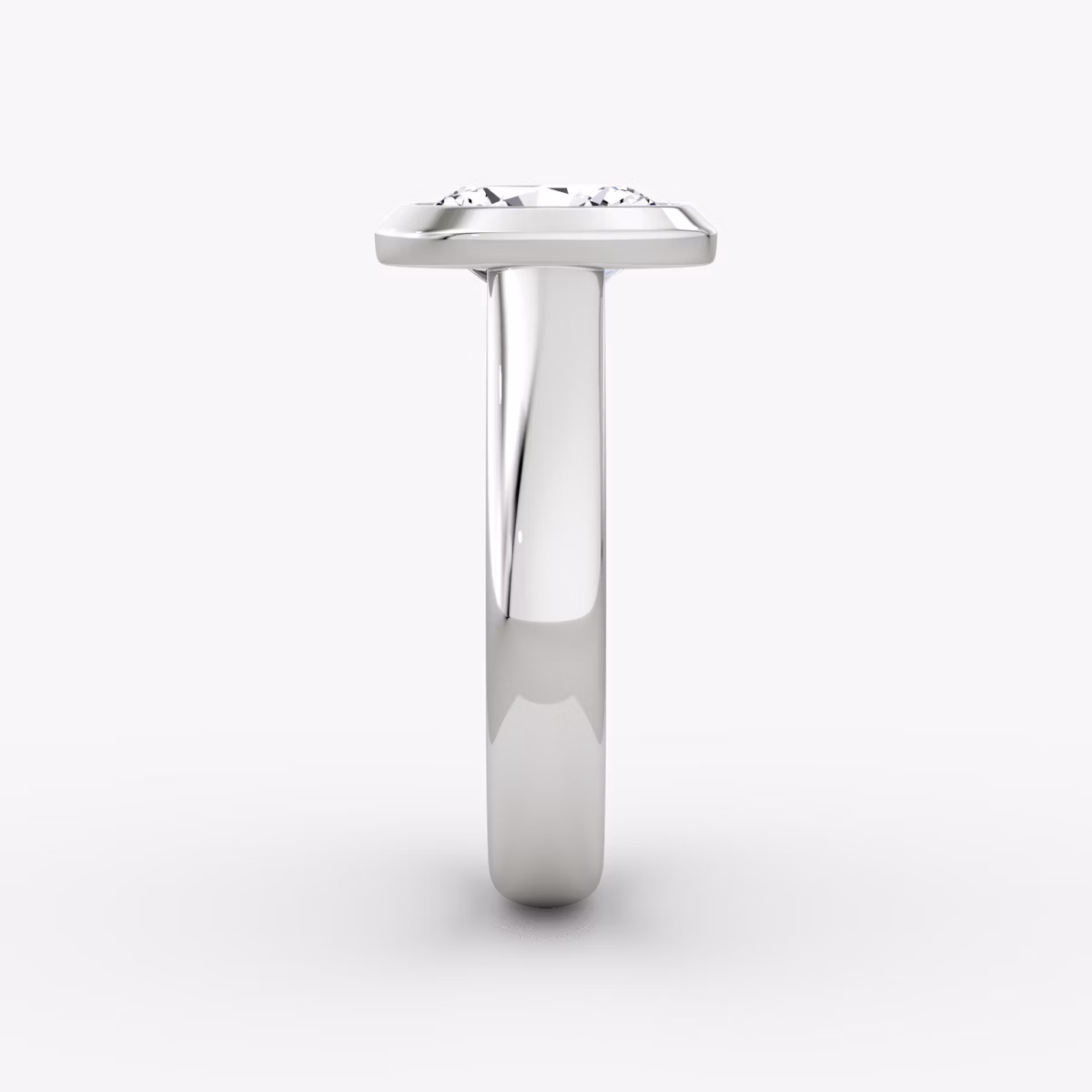 The Sculpture Bezel | Oval | 18k | White Gold | bandAccent: Plain | diamondOrientation: vertical | caratWeight: other