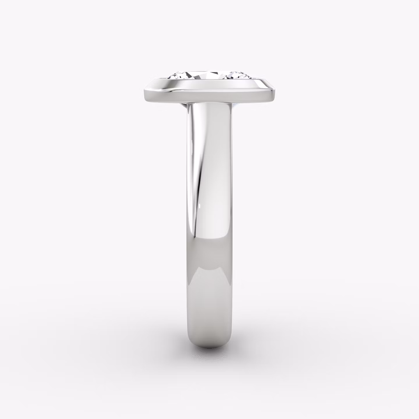 The Sculpture Bezel | Oval | 18k | White Gold | bandAccent: Plain | diamondOrientation: vertical | caratWeight: other