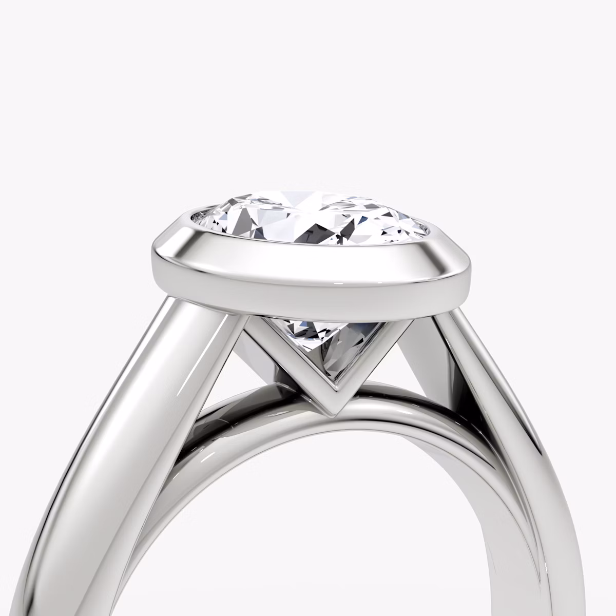 The Sculpture Bezel | Oval | 18k | White Gold | bandAccent: Plain | diamondOrientation: vertical | caratWeight: other