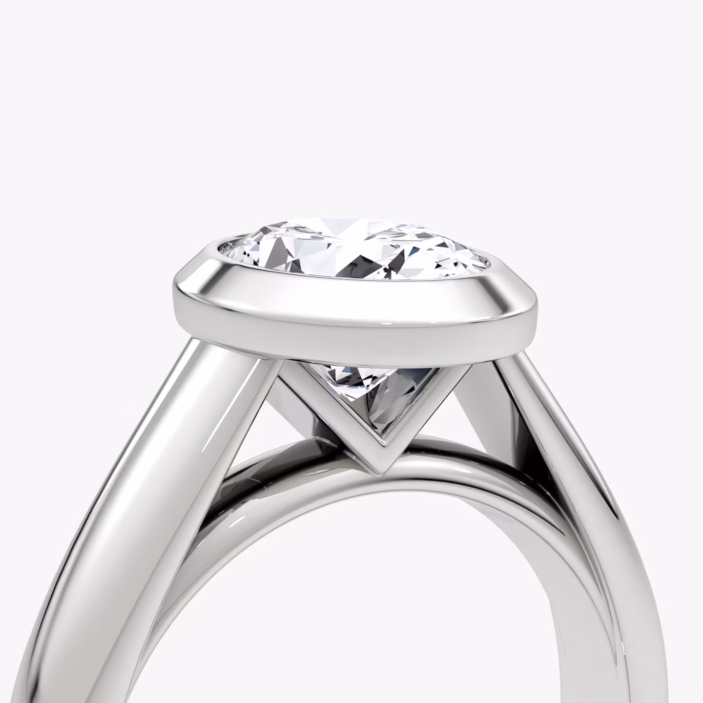 The Sculpture Bezel | Oval | 18k | White Gold | bandAccent: Plain | diamondOrientation: vertical | caratWeight: other