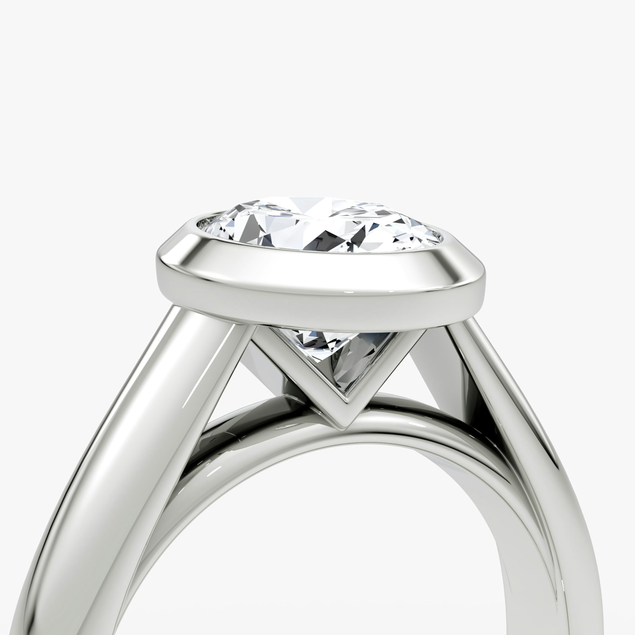 The Sculpture Bezel | Oval | 18k | White Gold | bandAccent: Plain | diamondOrientation: vertical | caratWeight: other