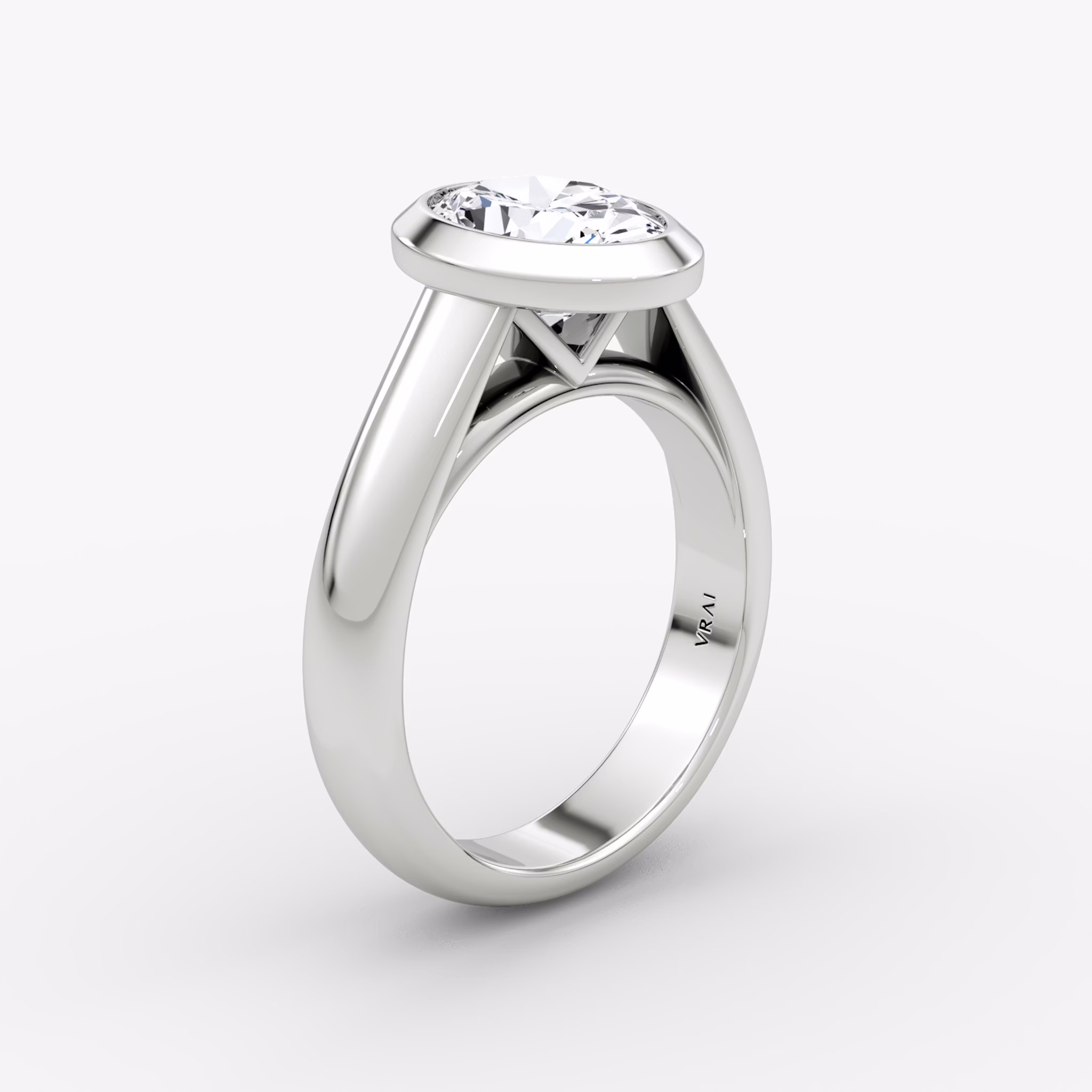 The Sculpture Bezel | Oval | 18k | White Gold | bandAccent: Plain | diamondOrientation: vertical | caratWeight: other