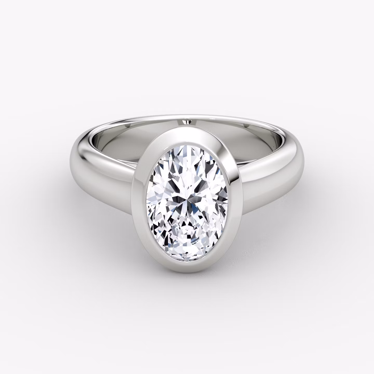 The Sculpture Bezel | Oval | 18k | White Gold | bandAccent: Plain | diamondOrientation: vertical | caratWeight: other