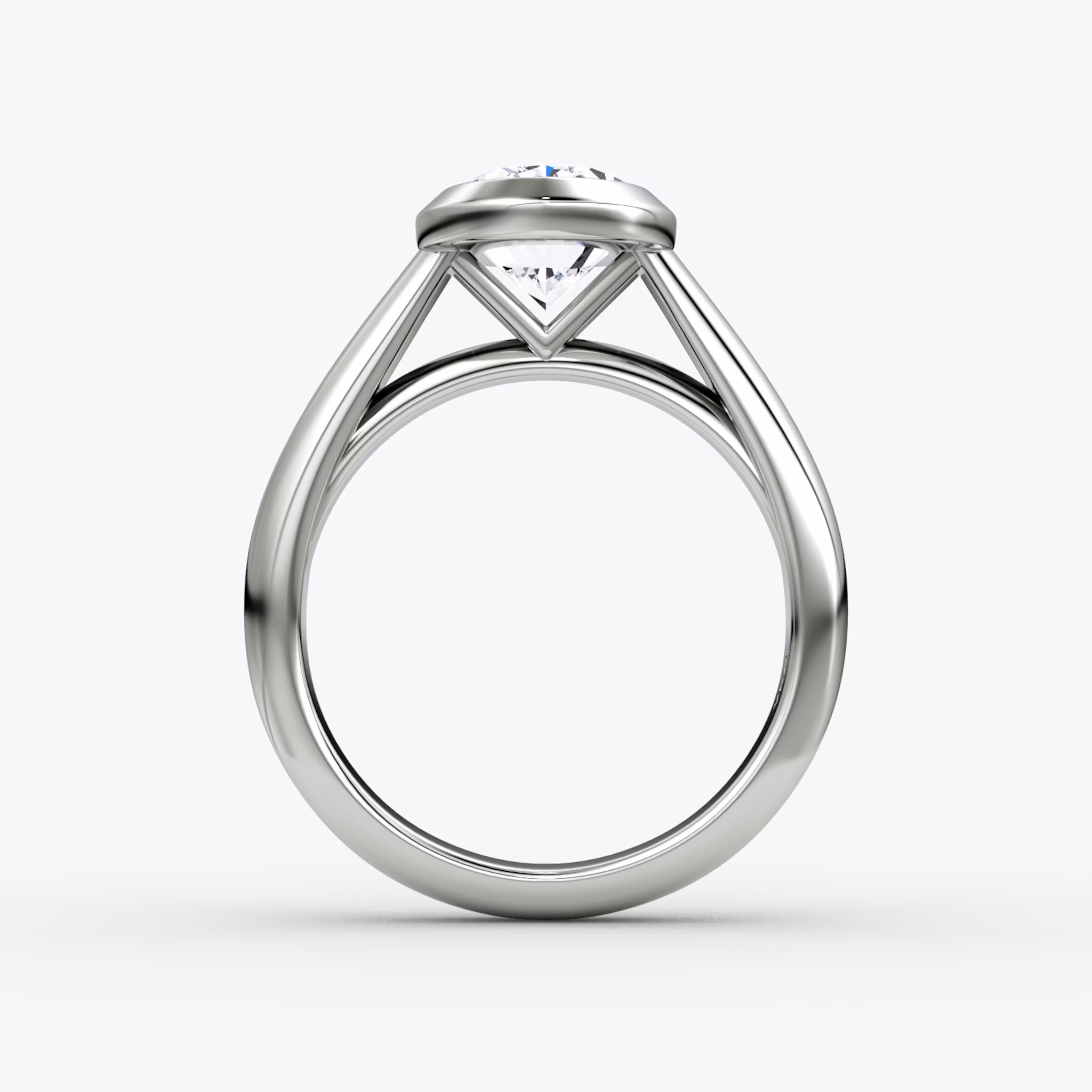 The Sculpture Bezel | Oval | 18k | White Gold | bandAccent: Plain | diamondOrientation: vertical | caratWeight: other