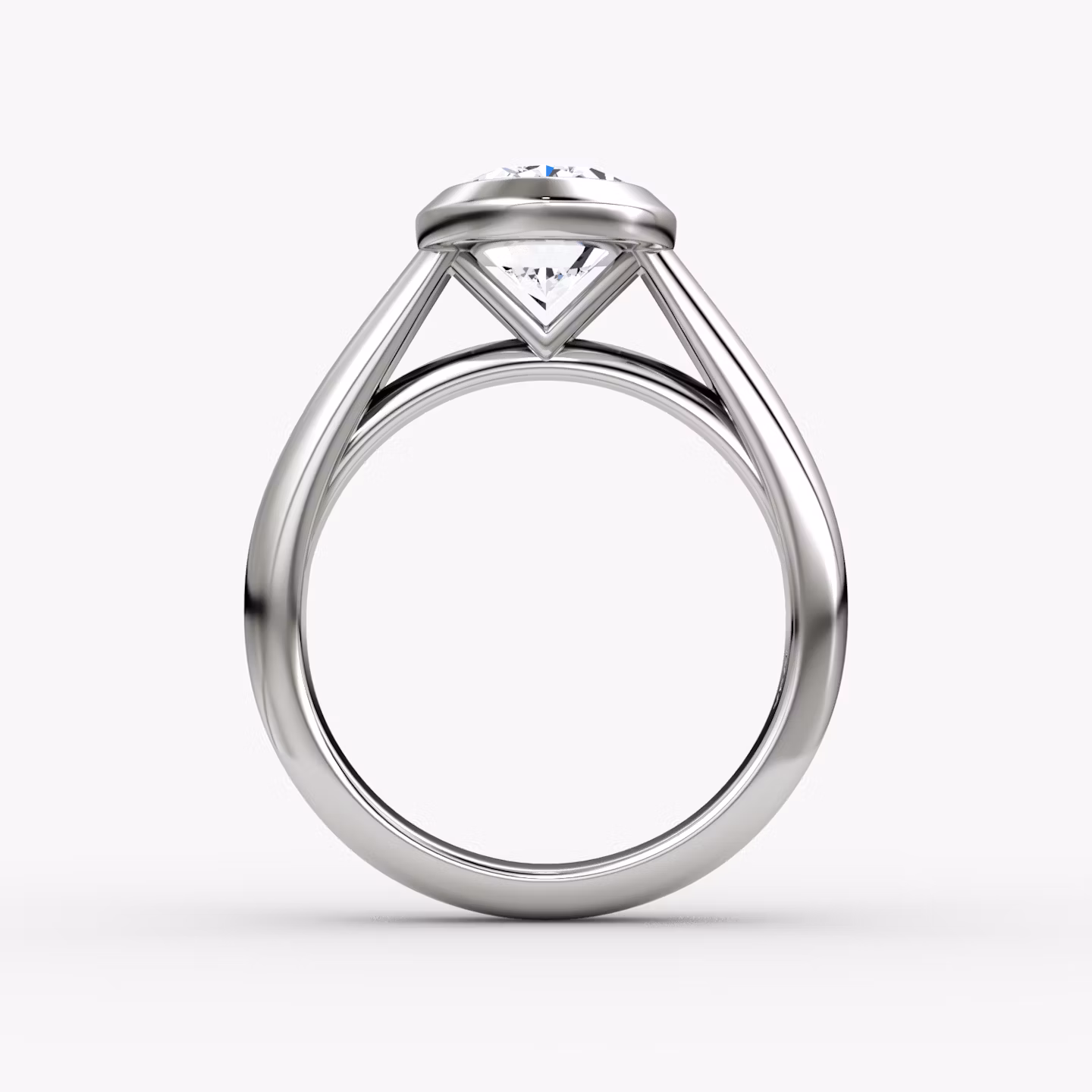 The Sculpture Bezel | Oval | 18k | White Gold | bandAccent: Plain | diamondOrientation: vertical | caratWeight: other
