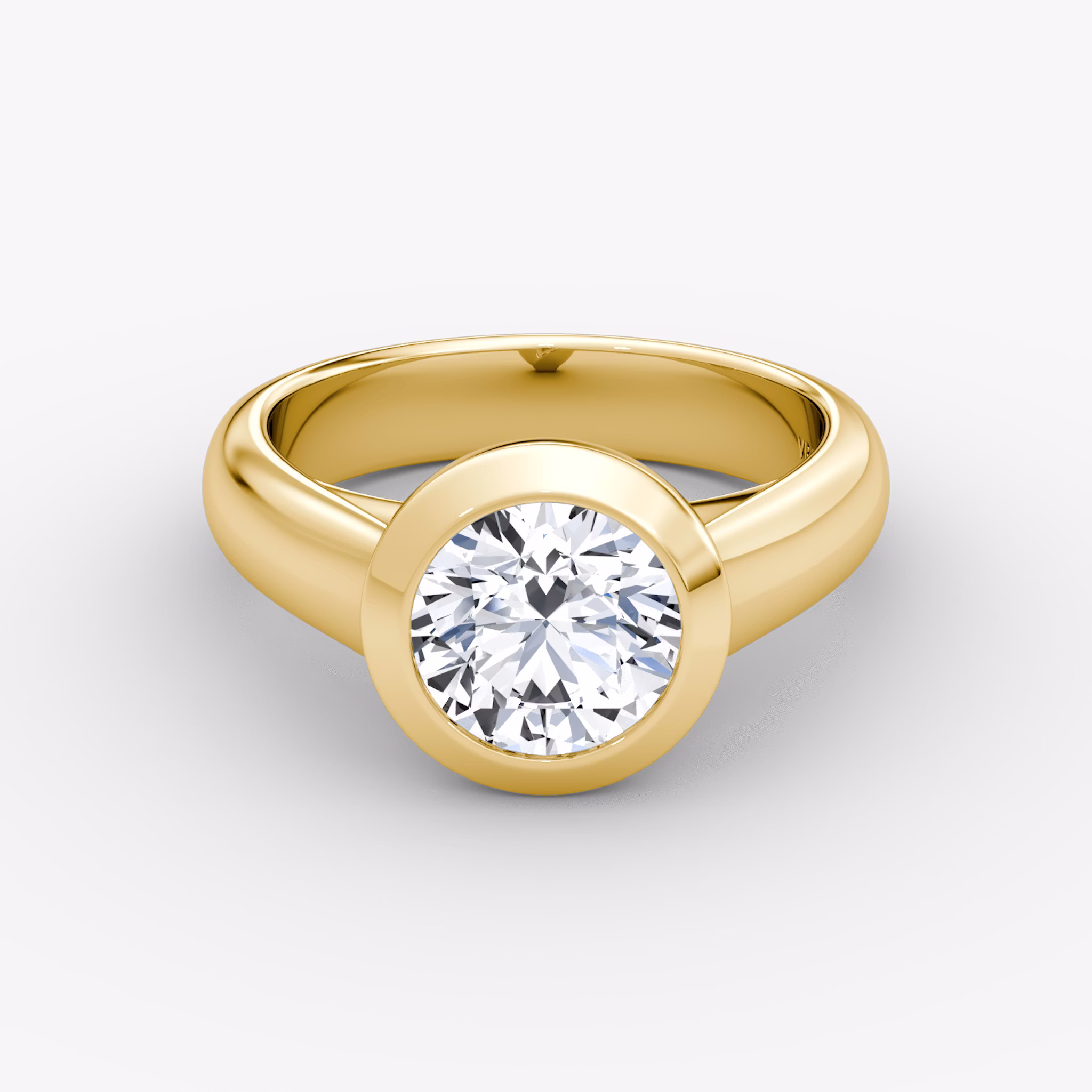 The Sculpture Bezel | Round Brilliant | 18k | Yellow Gold | bandAccent: Plain | caratWeight: other | diamondOrientation: vertical