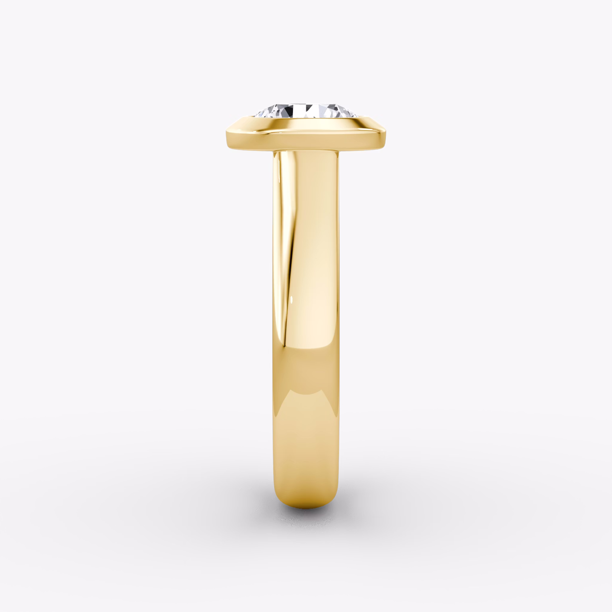 The Sculpture Bezel | Round Brilliant | 18k | Yellow Gold | bandAccent: Plain | caratWeight: other | diamondOrientation: vertical