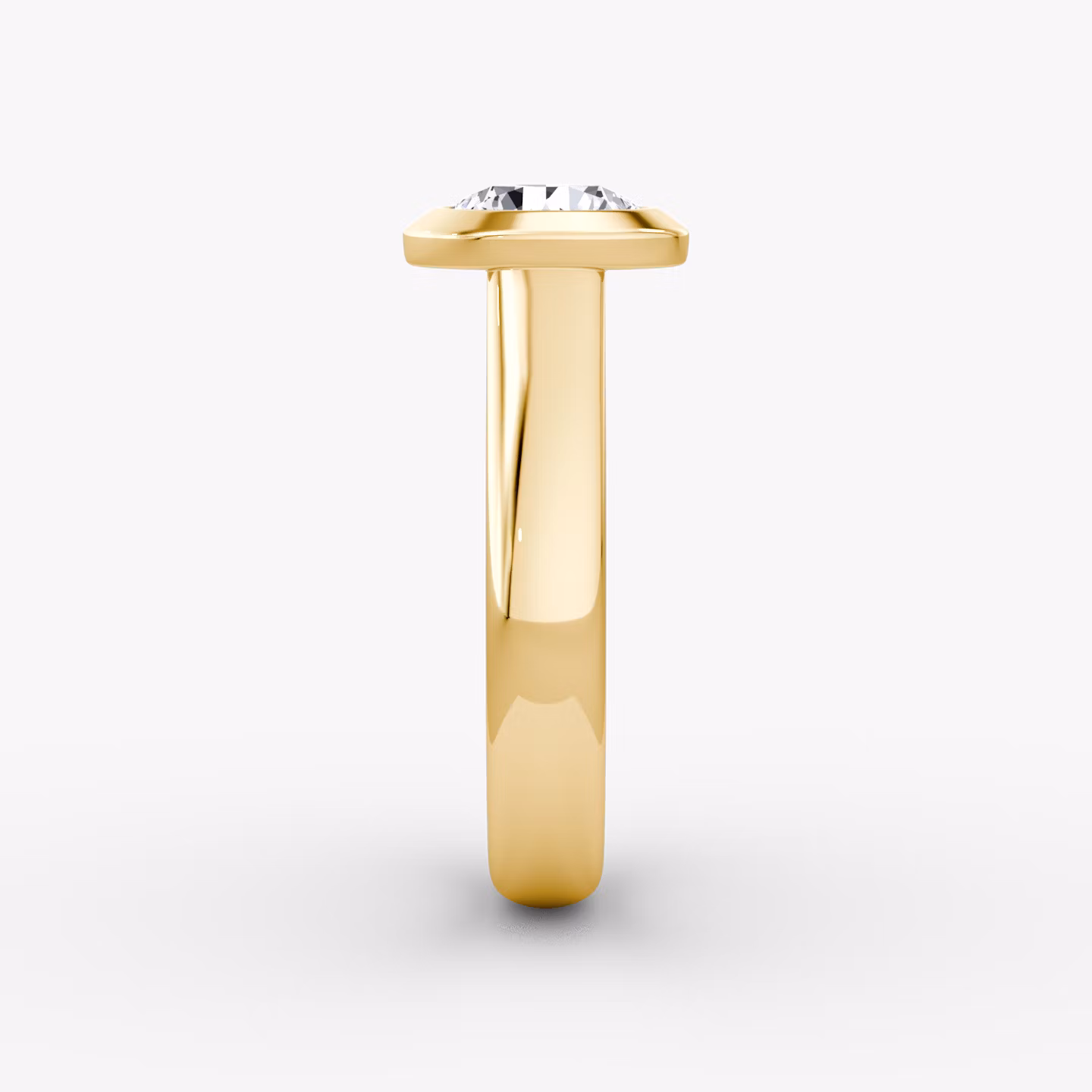 The Sculpture Bezel | Round Brilliant | 18k | Yellow Gold | bandAccent: Plain | caratWeight: other | diamondOrientation: vertical