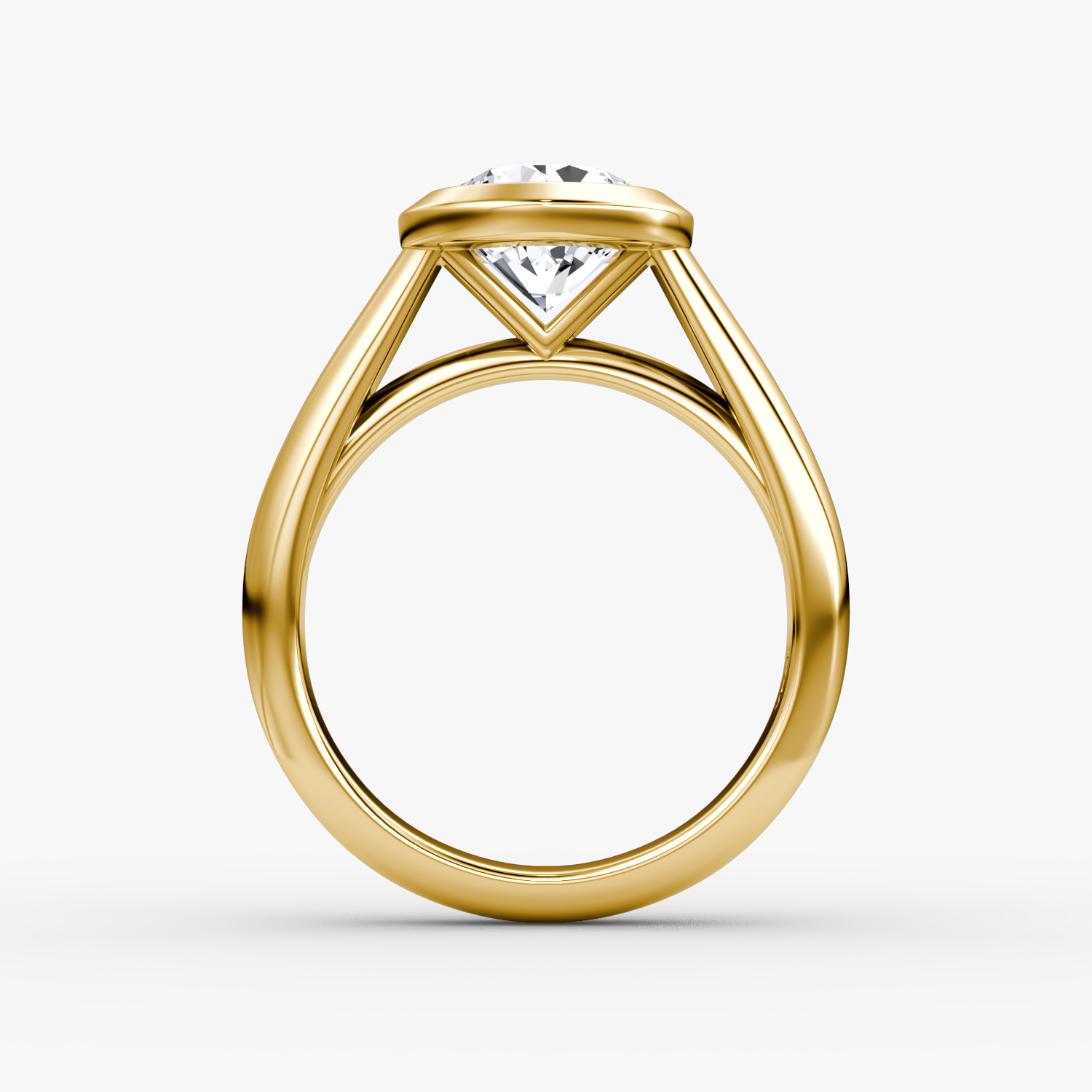 Bague de fiançailles Sculpture Bezel | Rond Brillant | 18k | Or jaune | bandAccent: Simple | caratWeight: other | diamondOrientation: vertical
