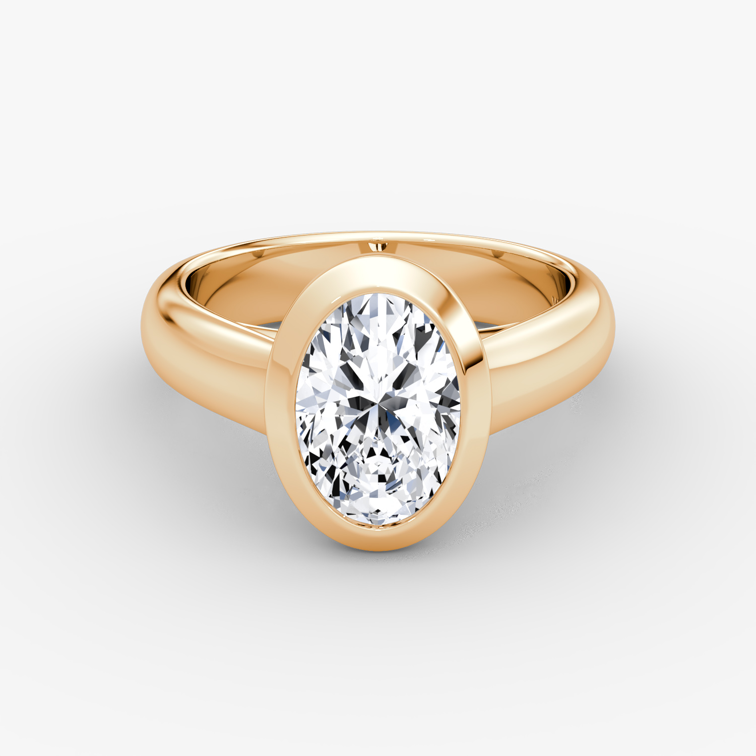 Anillo de compromiso Sculpture Bezel | Oval | 14k | Oro rosa | bandAccent: Simple | diamondOrientation: vertical | caratWeight: other