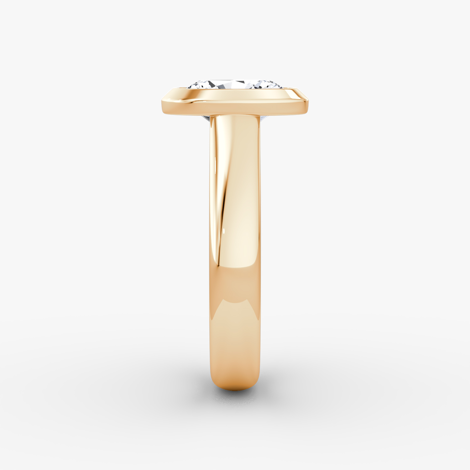 Anillo de compromiso Sculpture Bezel | Oval | 14k | Oro rosa | bandAccent: Simple | diamondOrientation: vertical | caratWeight: other