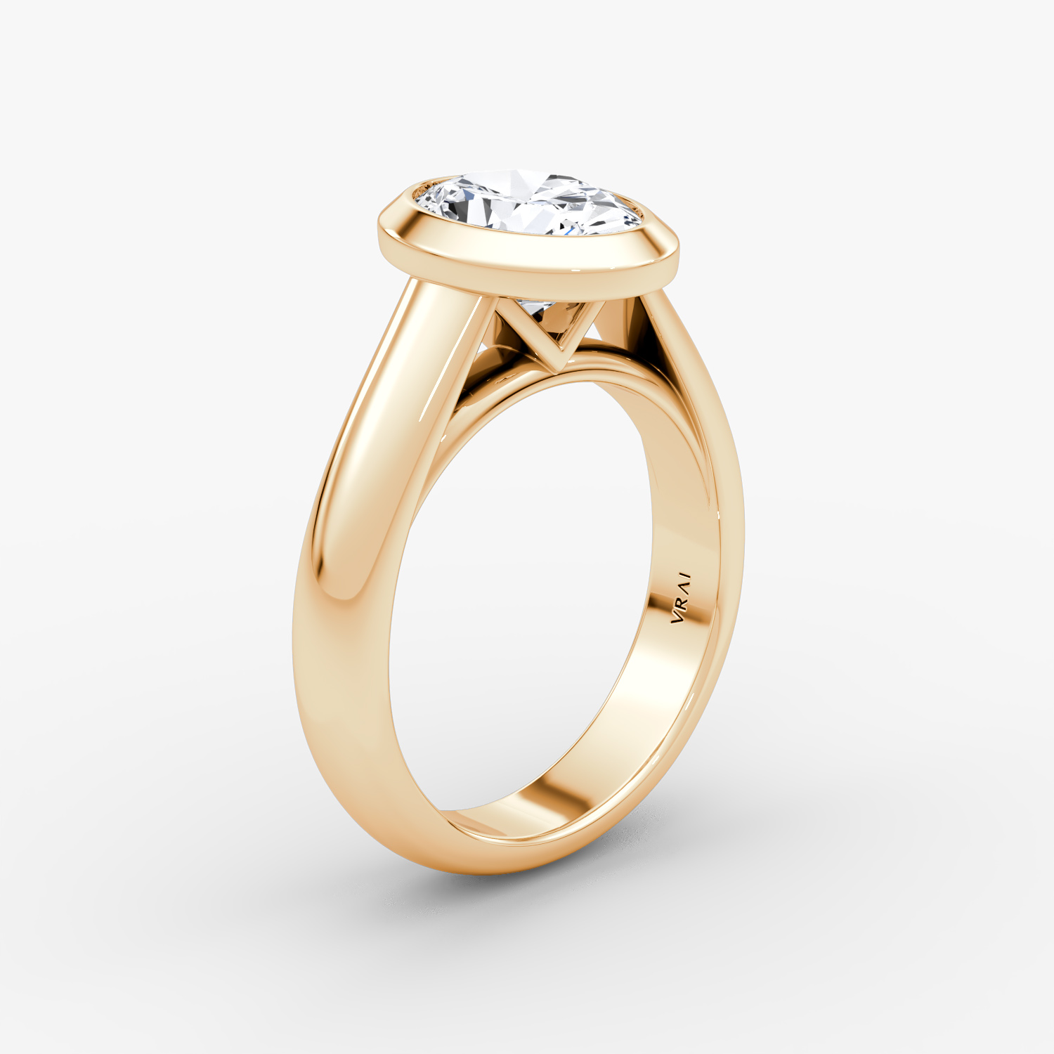 Anillo de compromiso Sculpture Bezel | Oval | 14k | Oro rosa | bandAccent: Simple | diamondOrientation: vertical | caratWeight: other
