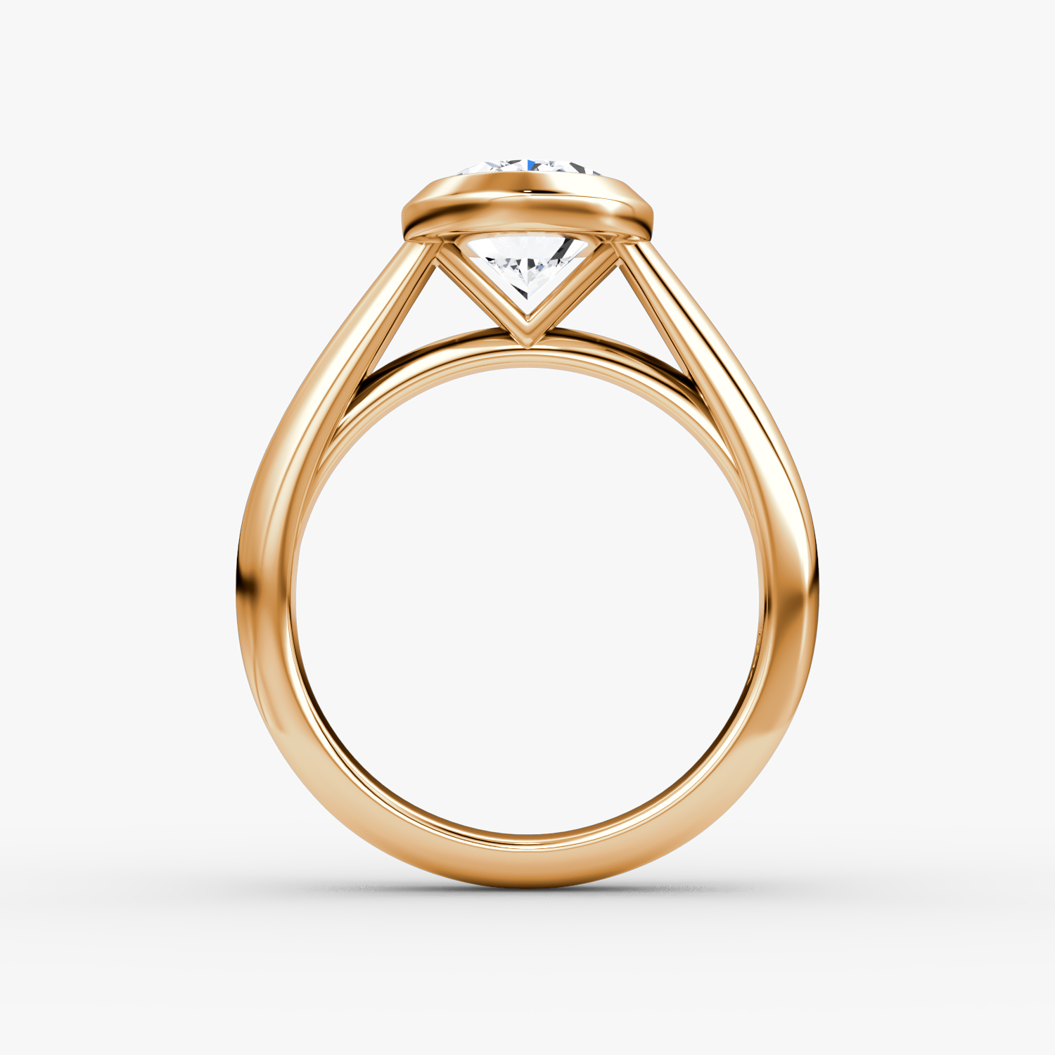 Anillo de compromiso Sculpture Bezel | Oval | 14k | Oro rosa | bandAccent: Simple | diamondOrientation: vertical | caratWeight: other