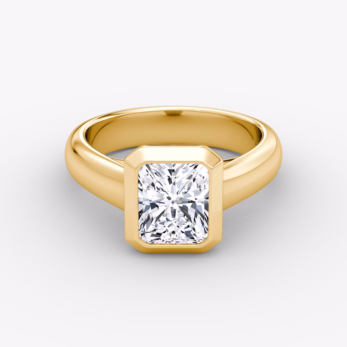 The Sculpture Bezel | Radiant | 18k | Yellow Gold | bandAccent: Plain | diamondOrientation: vertical | caratWeight: other