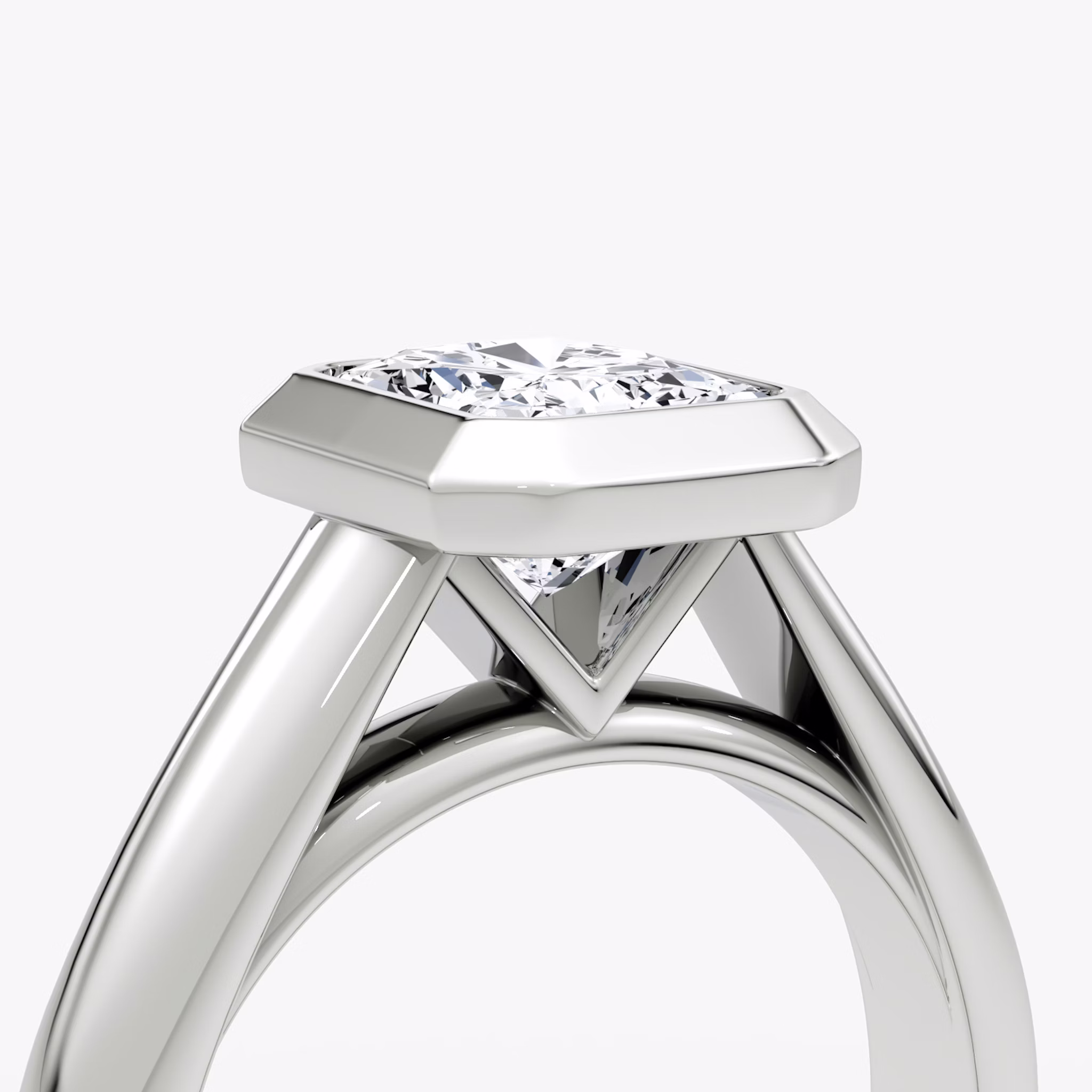 The Sculpture Bezel | Radiant | Platinum | bandAccent: Plain | diamondOrientation: vertical | caratWeight: other