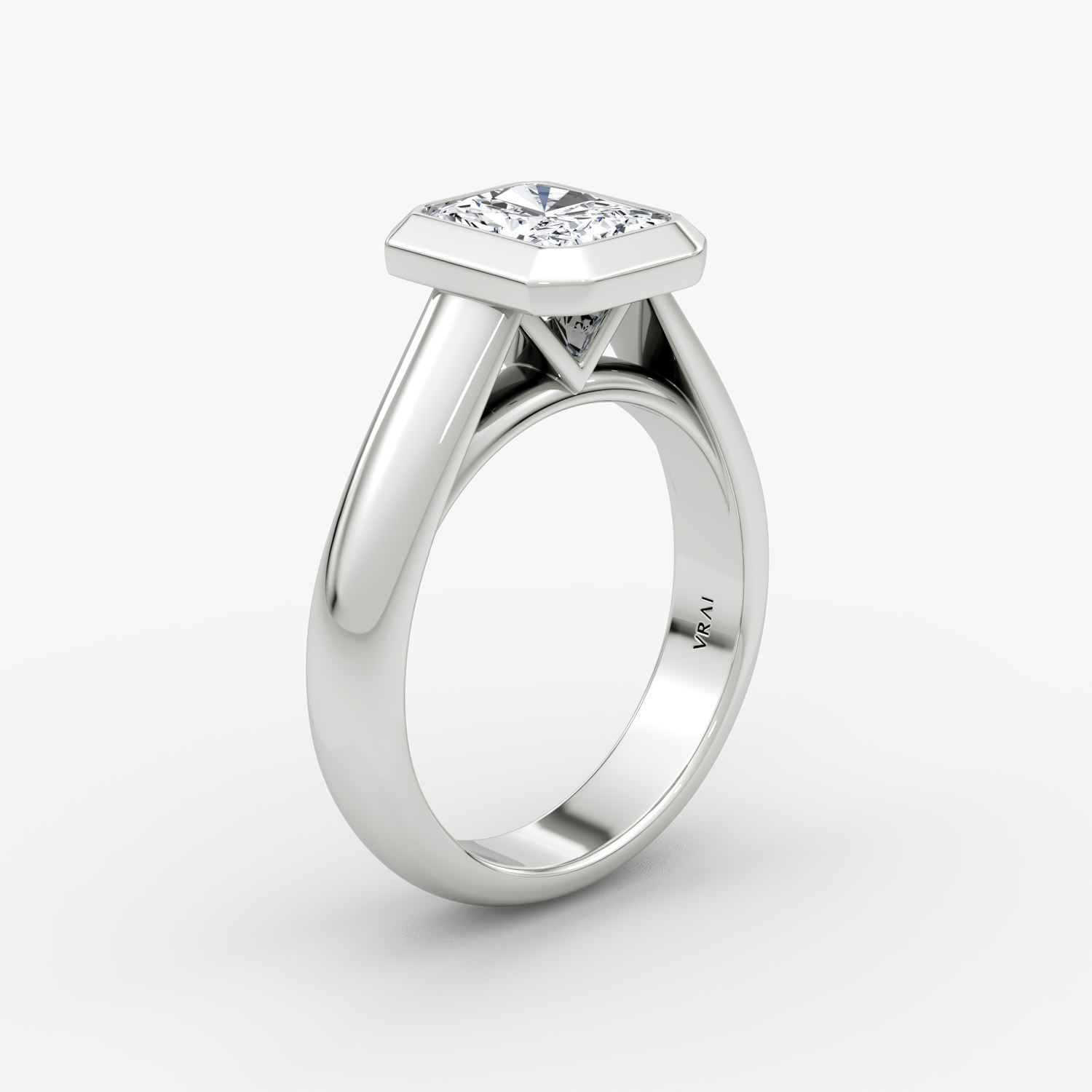 The Sculpture Bezel | Radiant | Platinum | bandAccent: Plain | diamondOrientation: vertical | caratWeight: other