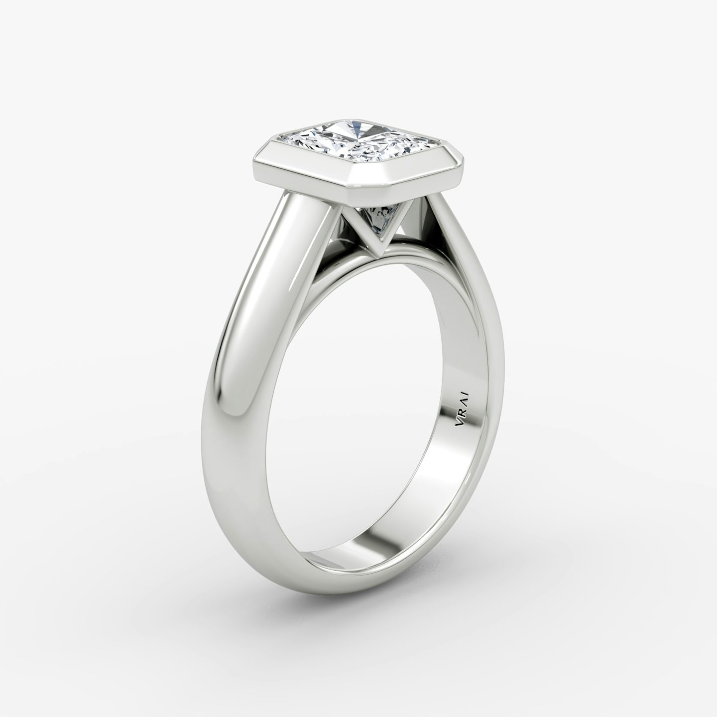 The Sculpture Bezel | Radiant | Platinum | bandAccent: Plain | diamondOrientation: vertical | caratWeight: other