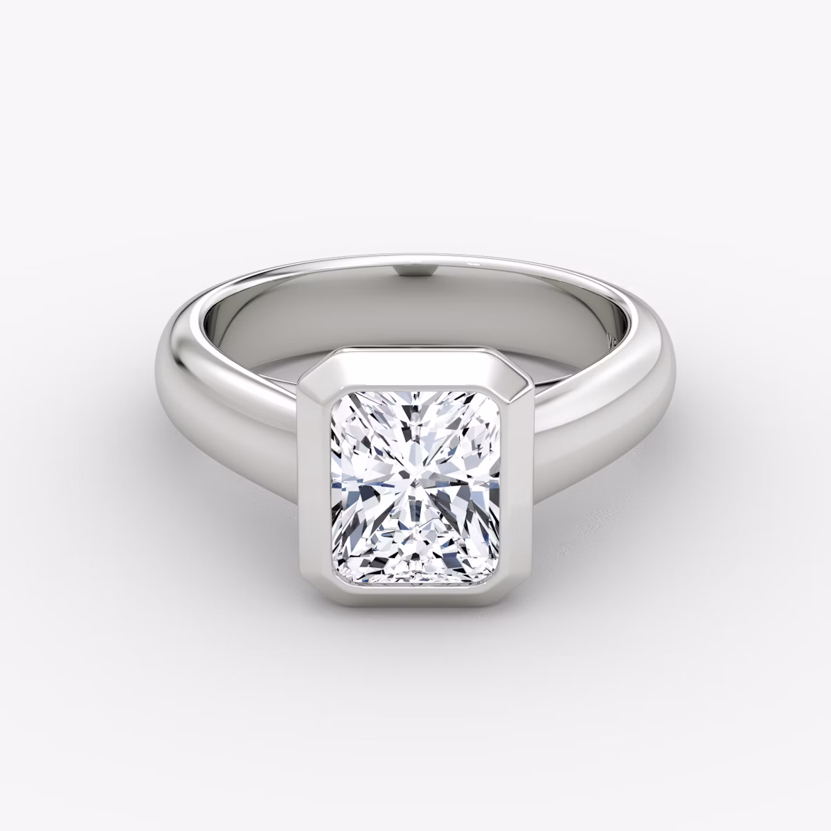 The Sculpture Bezel | Radiant | Platinum | bandAccent: Plain | diamondOrientation: vertical | caratWeight: other