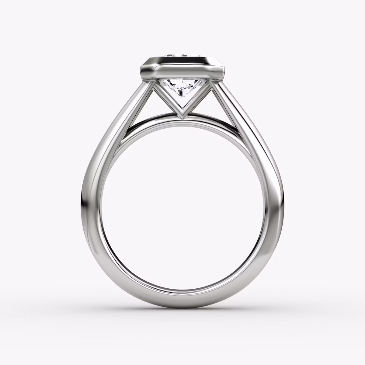 The Sculpture Bezel | Radiant | 18k | White Gold | bandAccent: Plain | diamondOrientation: vertical | caratWeight: other