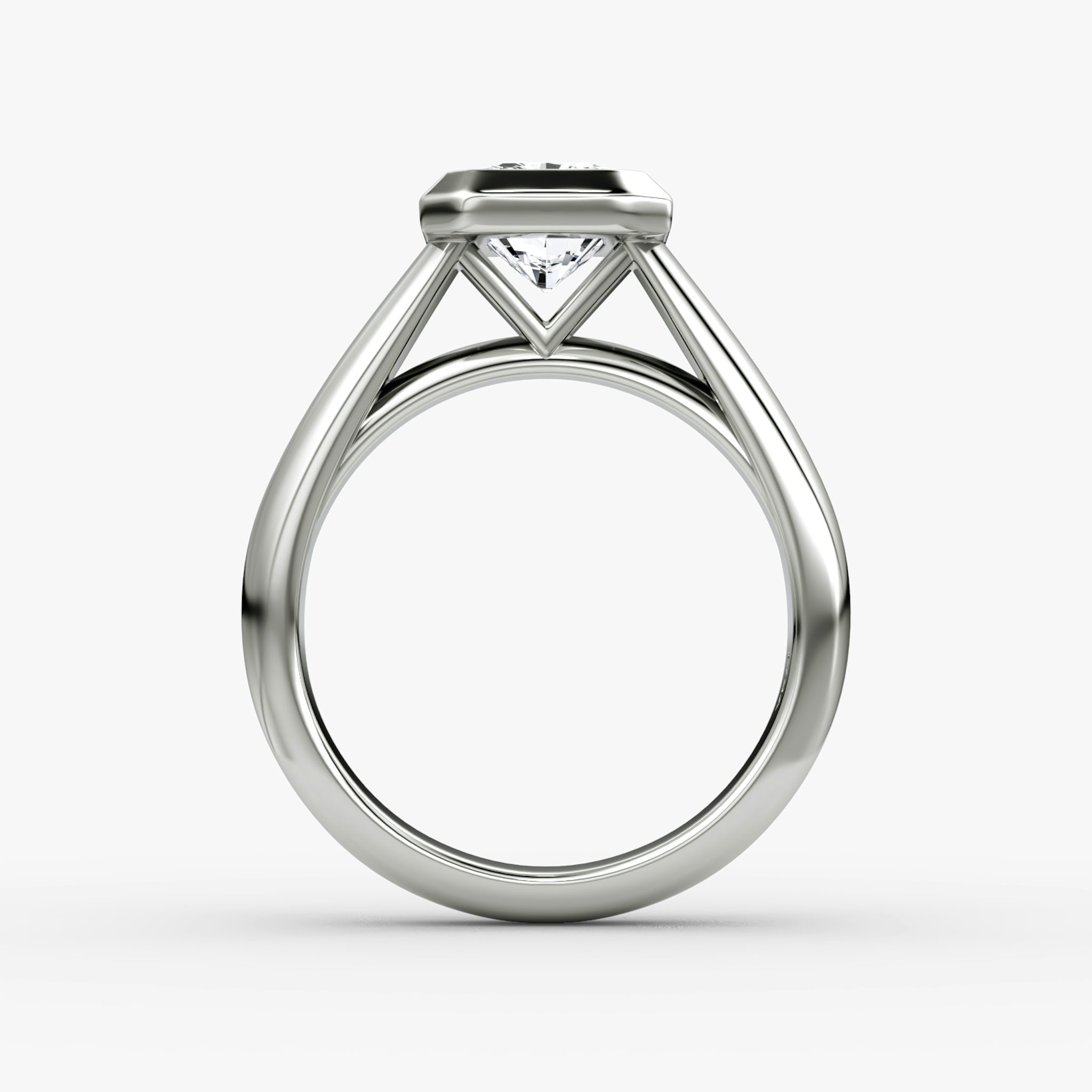The Sculpture Bezel | Radiant | 18k | White Gold | bandAccent: Plain | diamondOrientation: vertical | caratWeight: other