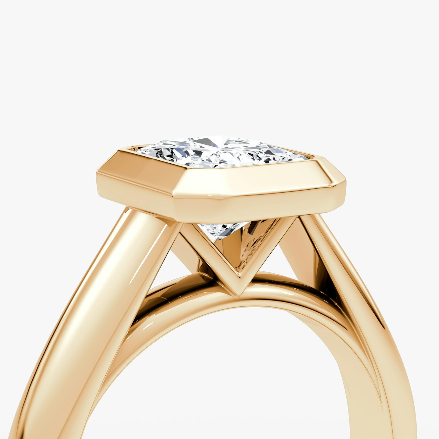 The Sculpture Bezel | Radiant | 14k | Rose Gold | bandAccent: Plain | diamondOrientation: vertical | caratWeight: other