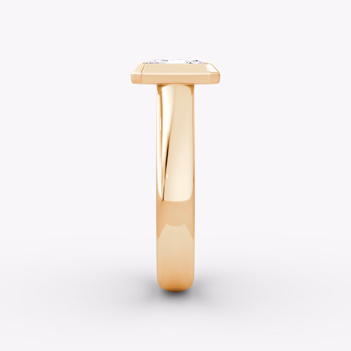 The Sculpture Bezel | Radiant | 14k | Rose Gold | bandAccent: Plain | diamondOrientation: vertical | caratWeight: other