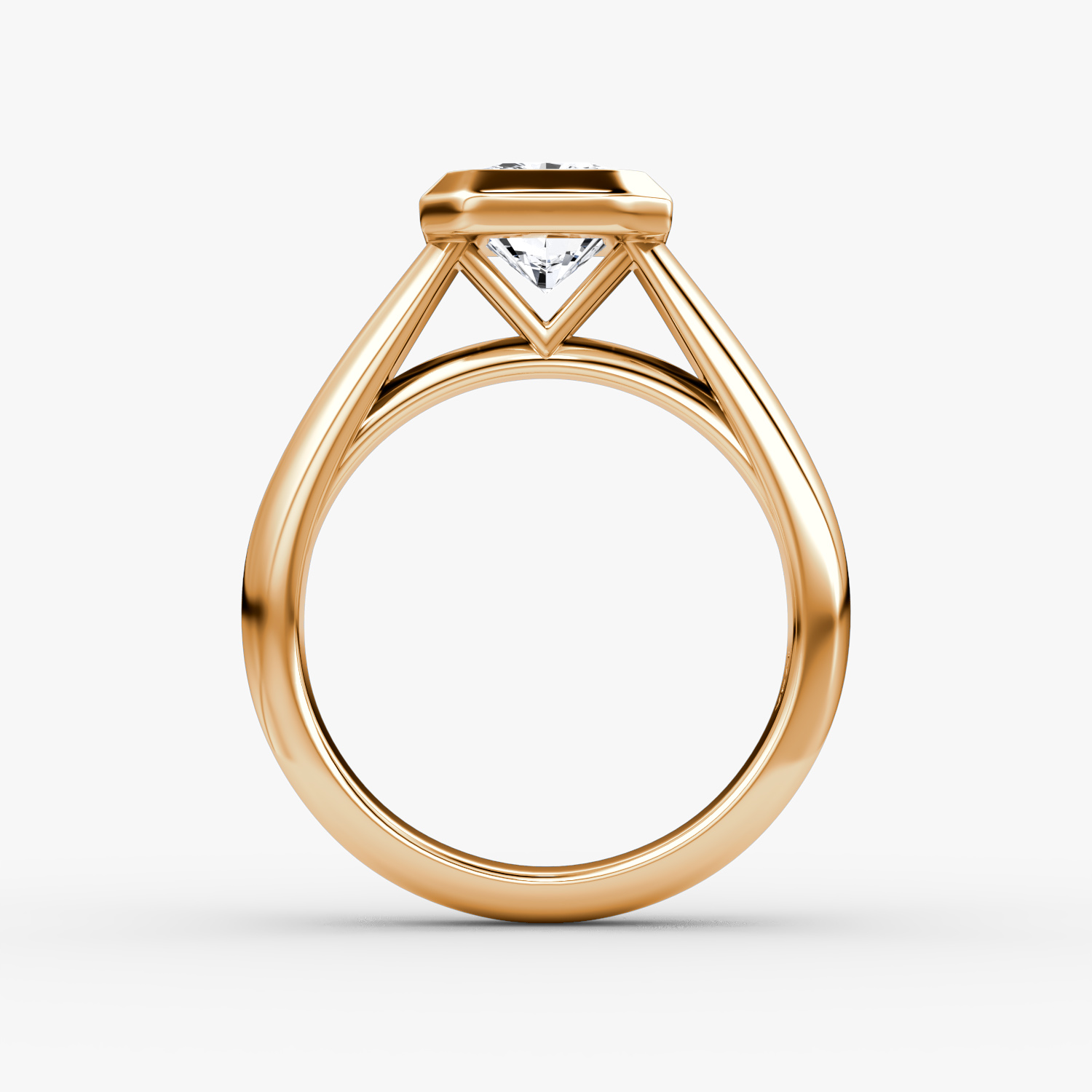 The Sculpture Bezel | Radiant | 14k | Rose Gold | bandAccent: Plain | diamondOrientation: vertical | caratWeight: other