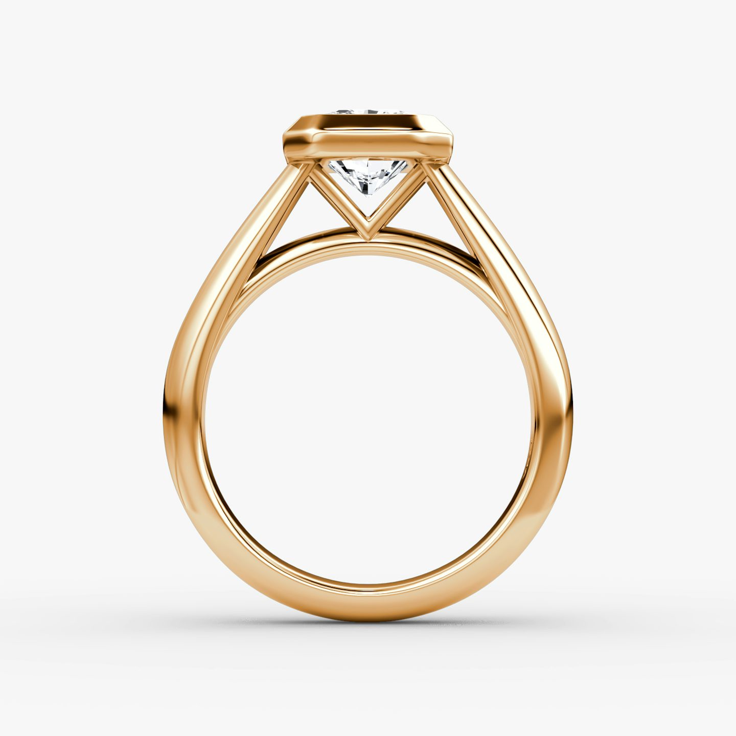 The Sculpture Bezel | Radiant | 14k | Rose Gold | bandAccent: Plain | diamondOrientation: vertical | caratWeight: other