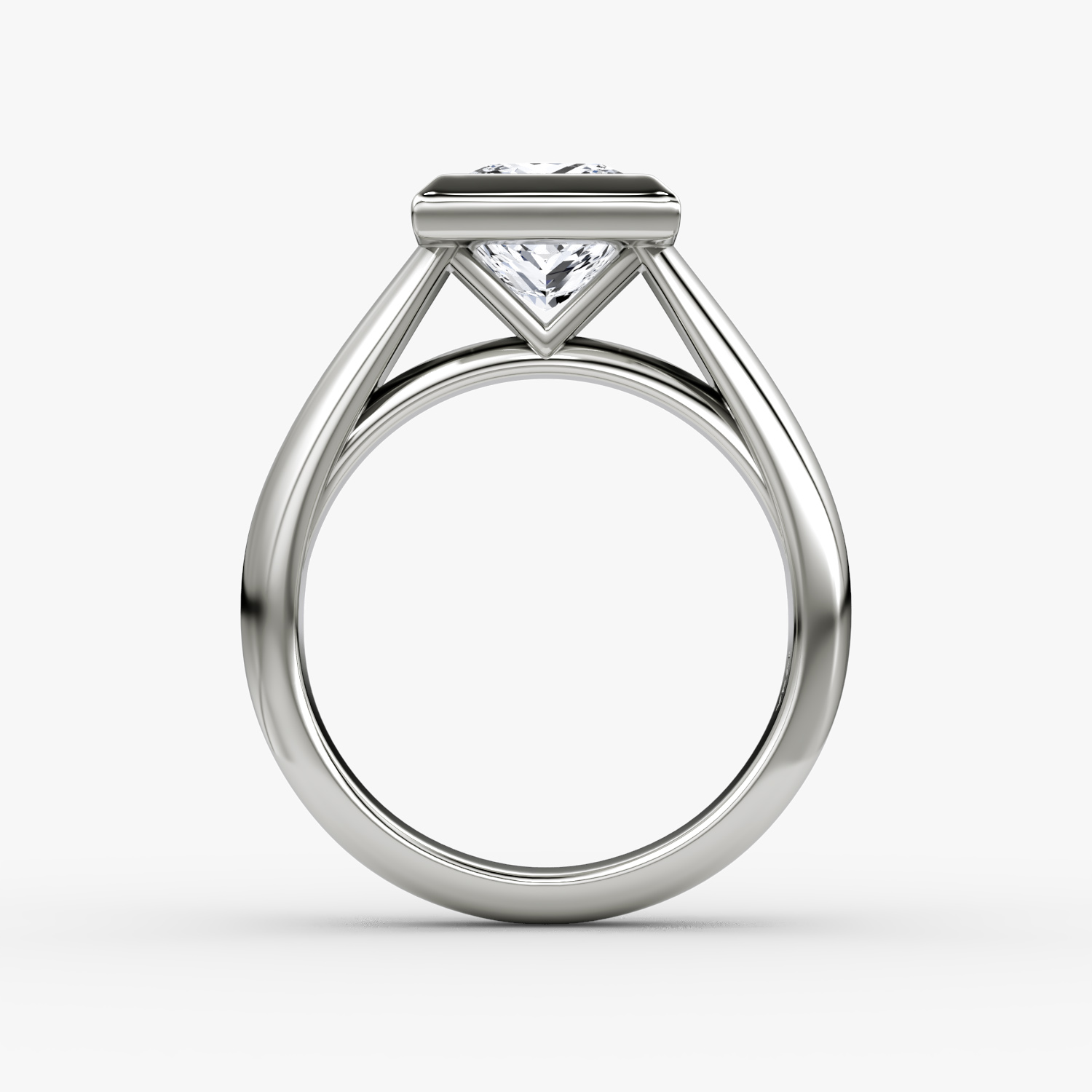 Bague de fiançailles Sculpture Bezel | Princesse | 18k | Or blanc | bandAccent: Simple | diamondOrientation: vertical | caratWeight: other