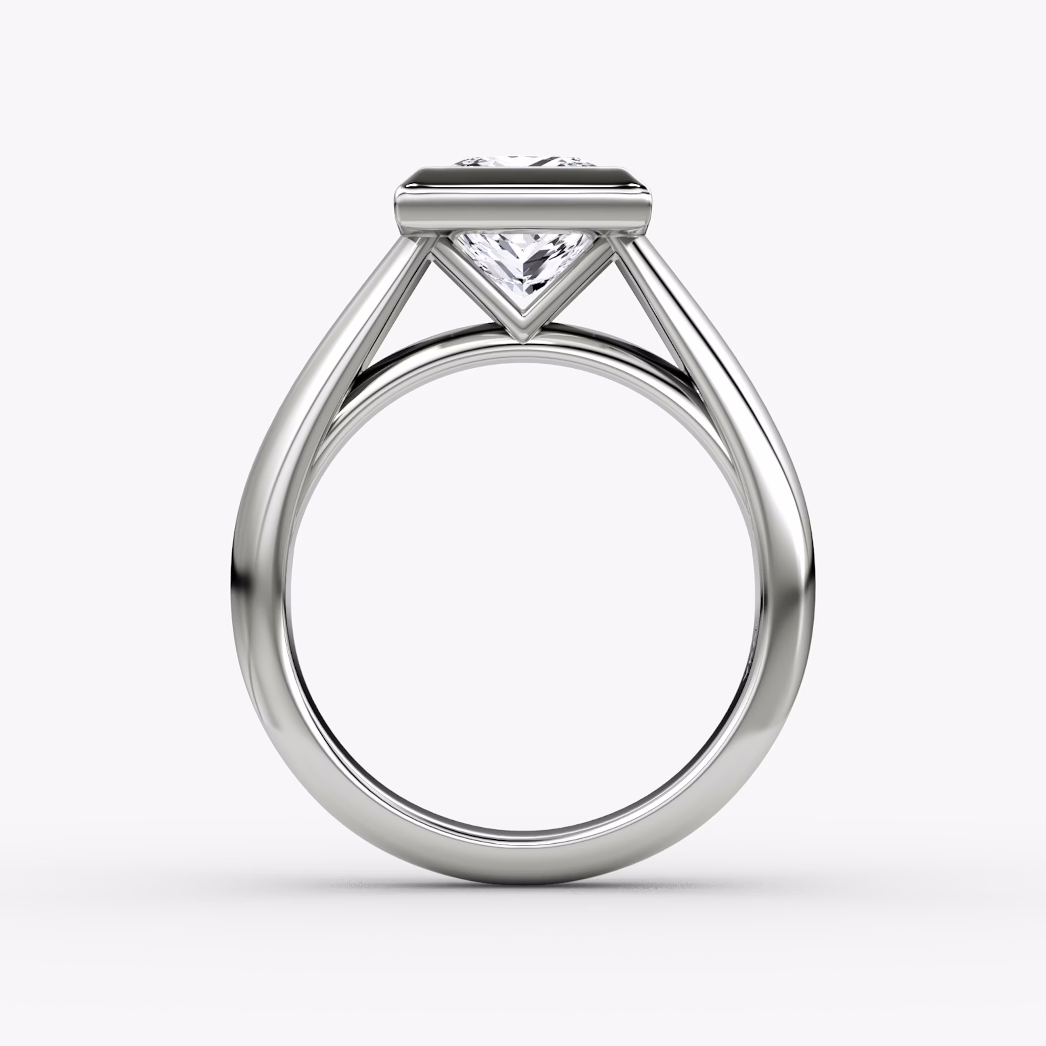 The Sculpture Bezel | Princess | 18k | White Gold | bandAccent: Plain | diamondOrientation: vertical | caratWeight: other