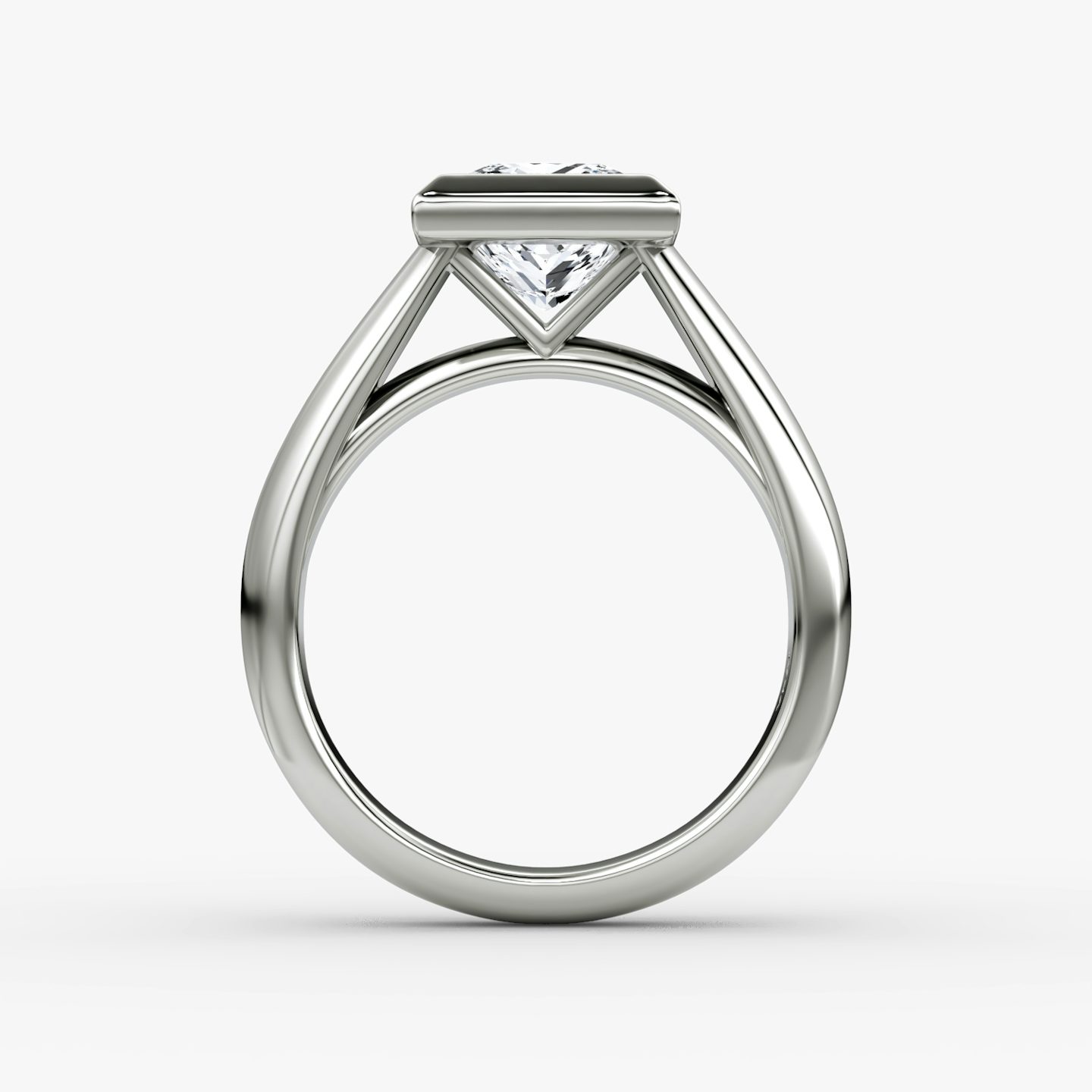 The Sculpture Bezel | Princess | 18k | White Gold | bandAccent: Plain | diamondOrientation: vertical | caratWeight: other