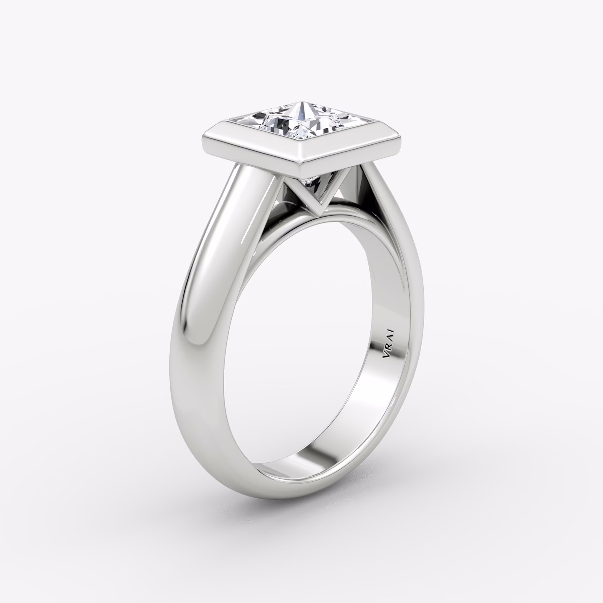 The Sculpture Bezel | Princess | Platinum | bandAccent: Plain | diamondOrientation: vertical | caratWeight: other