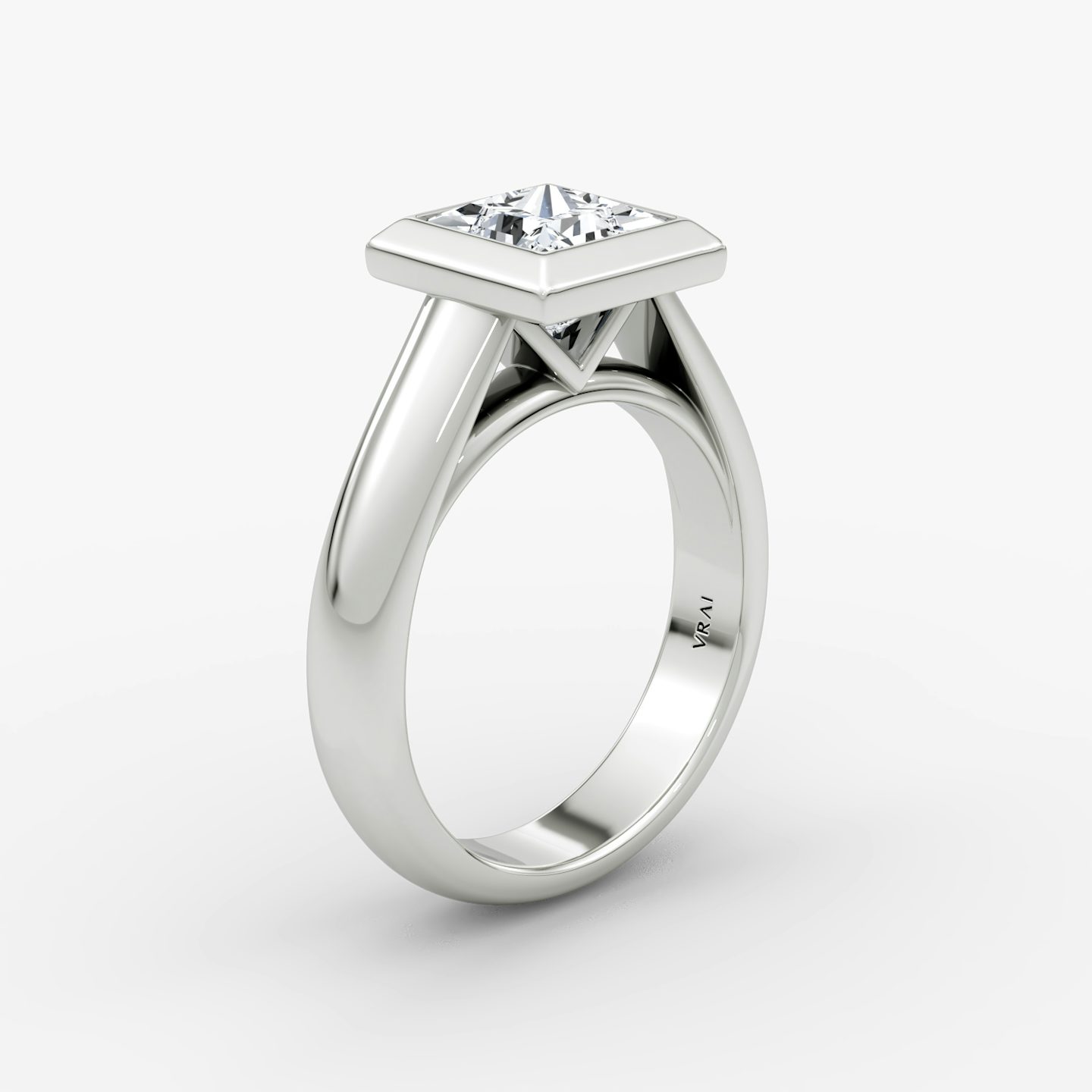 The Sculpture Bezel | Princess | Platinum | bandAccent: Plain | diamondOrientation: vertical | caratWeight: other