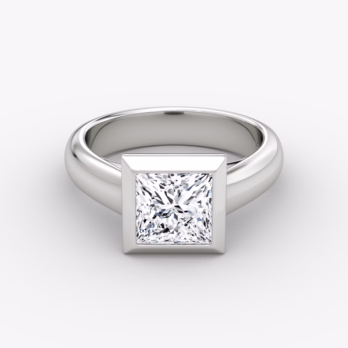 The Sculpture Bezel | Princess | Platinum | bandAccent: Plain | diamondOrientation: vertical | caratWeight: other