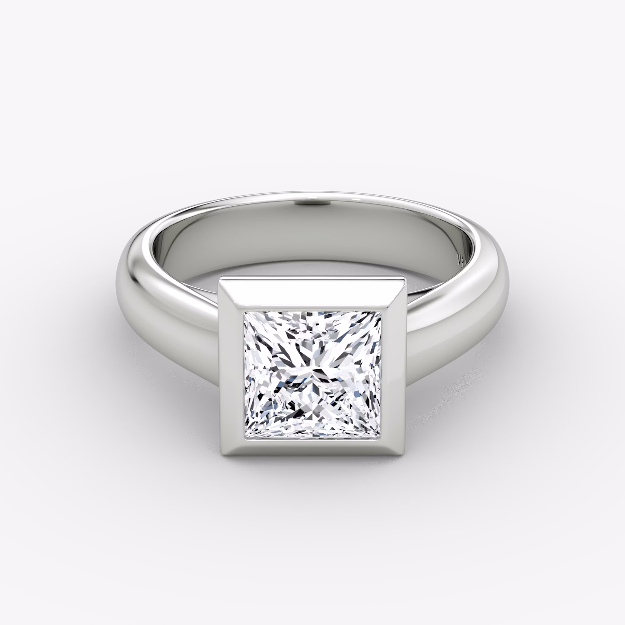 The Sculpture Bezel | Princess | Platinum | bandAccent: Plain | diamondOrientation: vertical | caratWeight: other