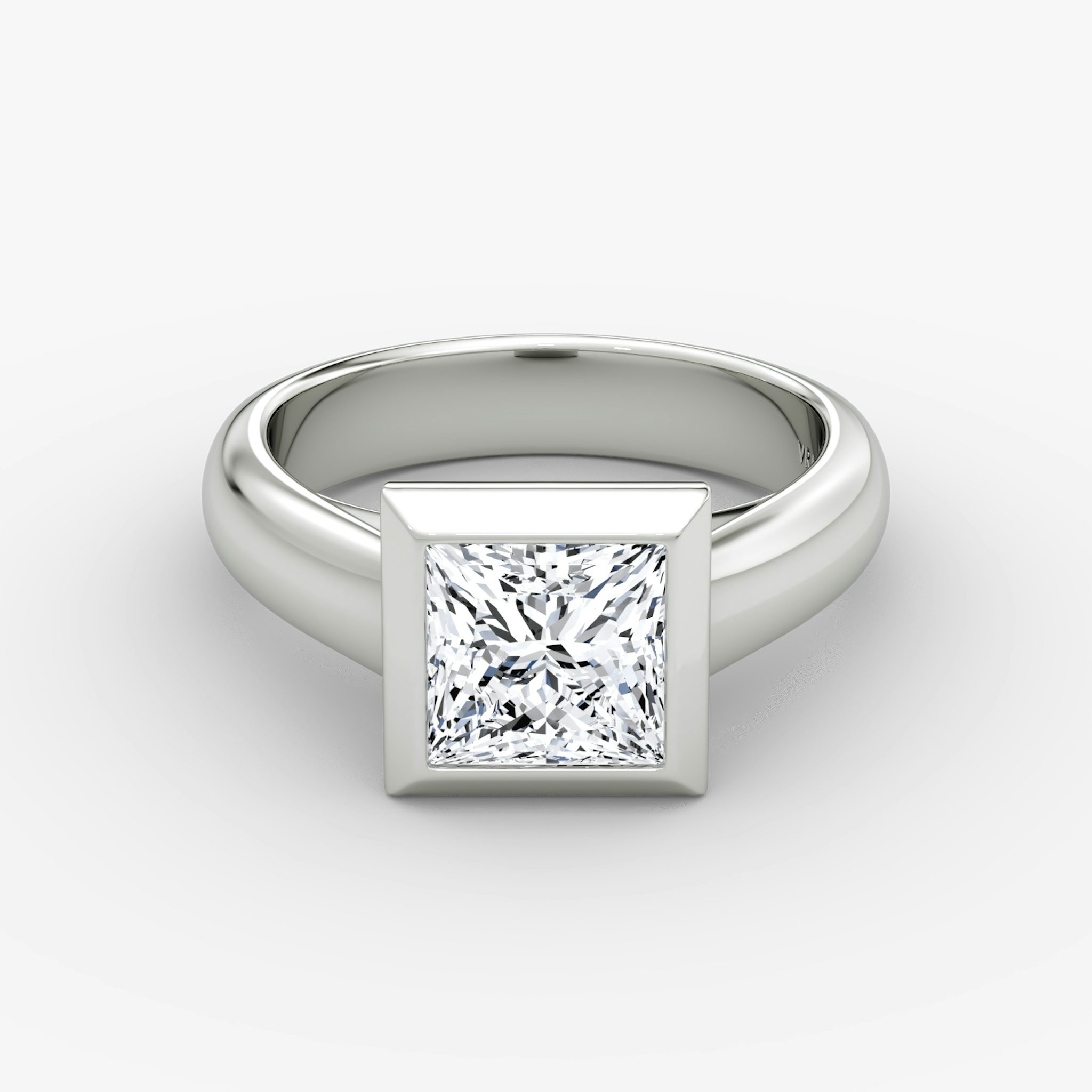 The Sculpture Bezel | Princess | Platinum | bandAccent: Plain | diamondOrientation: vertical | caratWeight: other